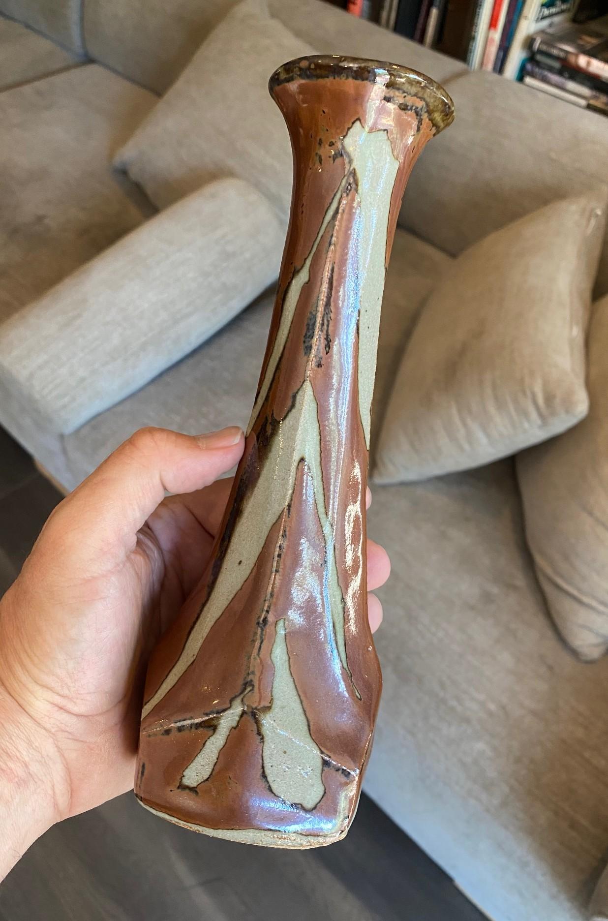 Vase Shoji Hamada Mingei Kakiyu Kaki à glaçure persane signé et scellé d'origine en vente 1