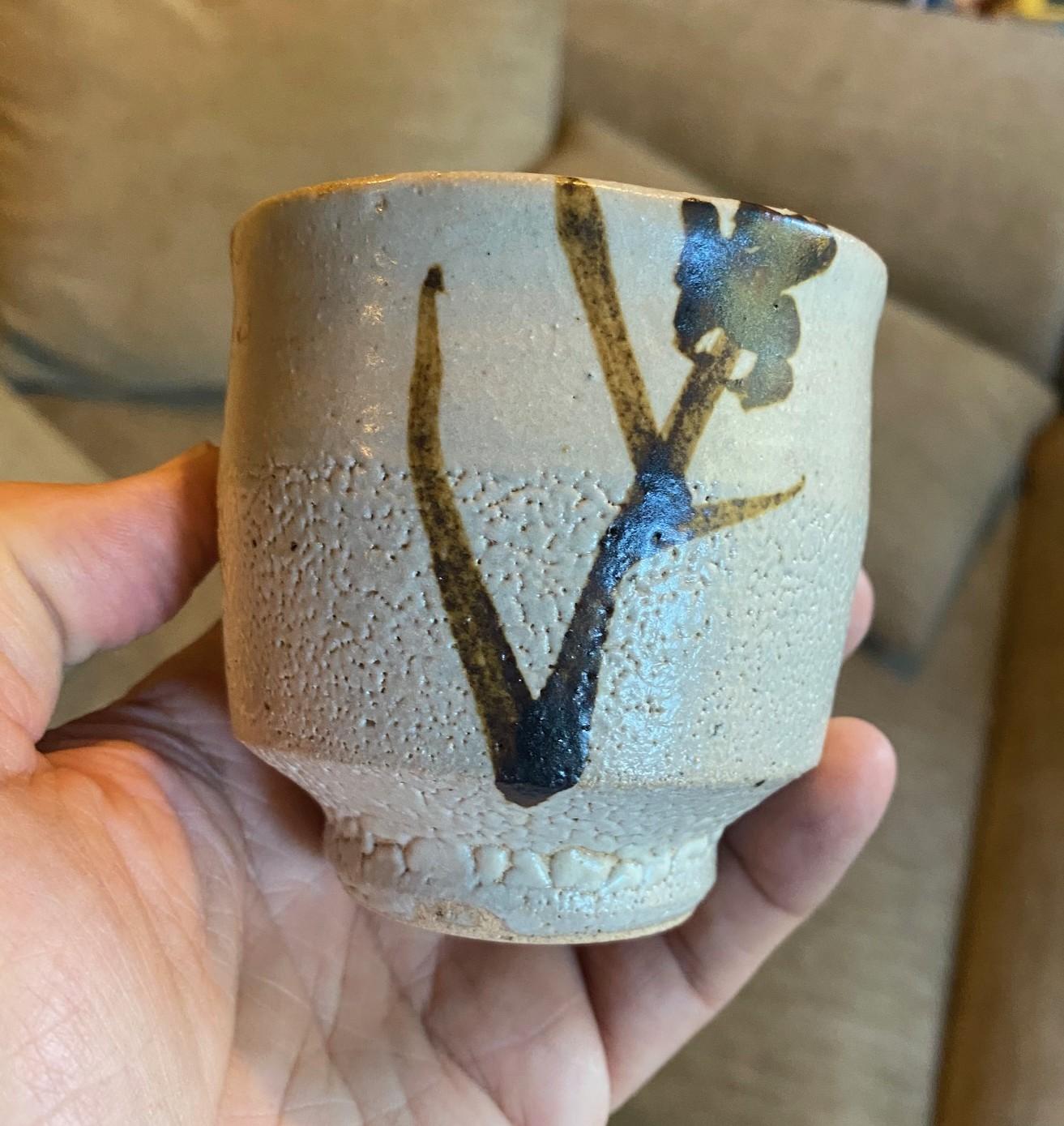 Tazza da tè Yunomi in ceramica giapponese Shoji Hamada Mingei Nuka Glaze con scatola firmata in vendita 2