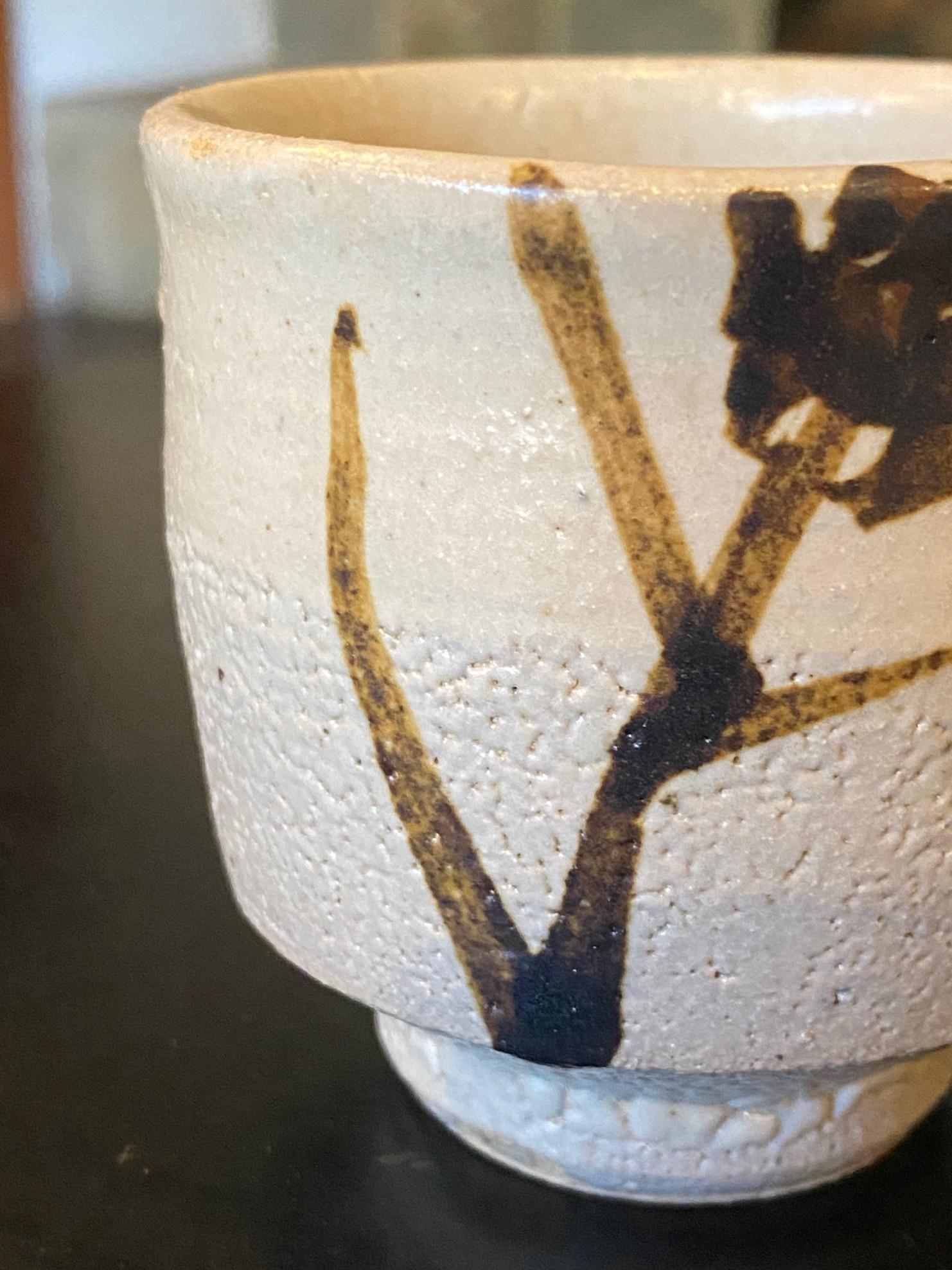 Showa Tazza da tè Yunomi in ceramica giapponese Shoji Hamada Mingei Nuka Glaze con scatola firmata in vendita