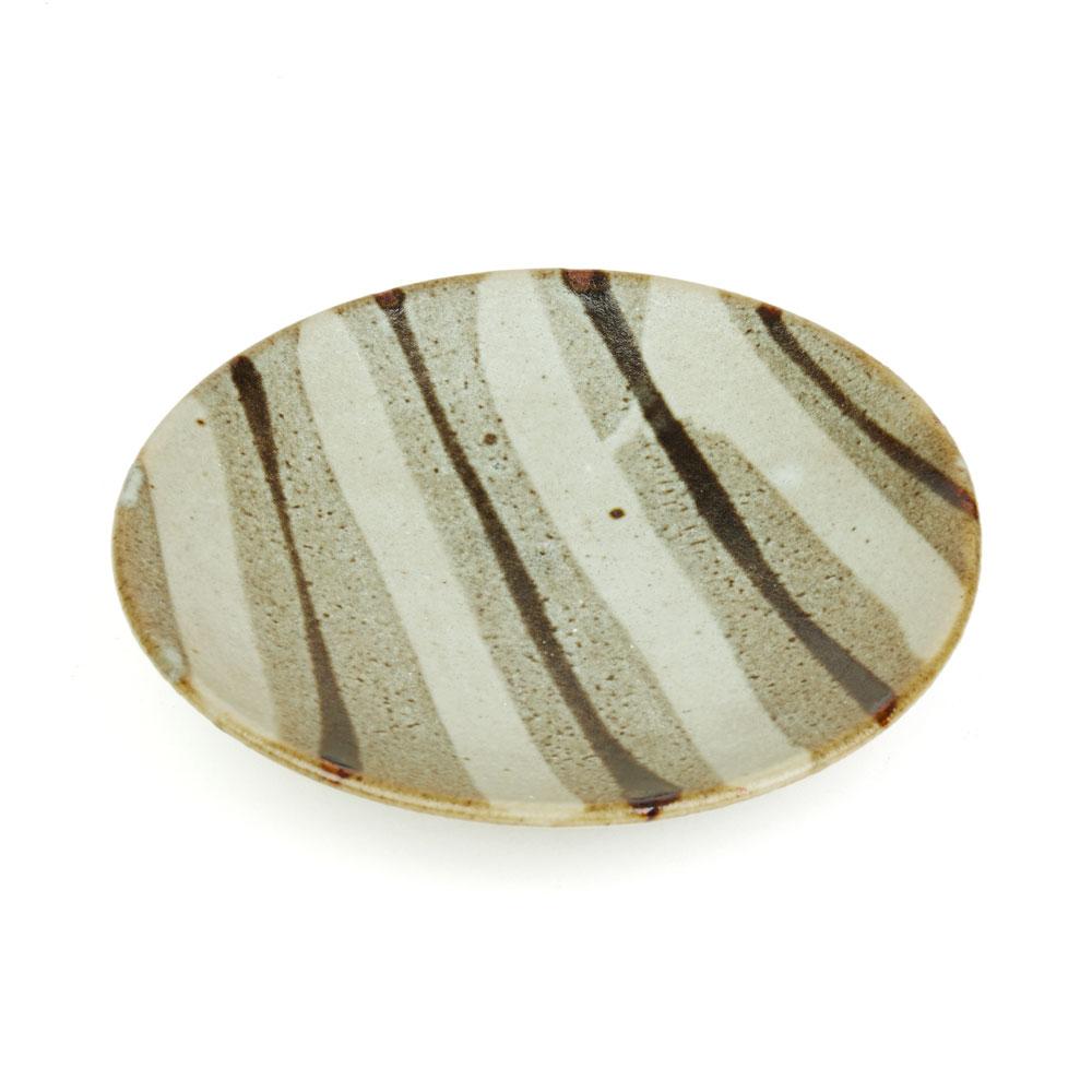 Mid-Century Modern Vintage Shoji Hamada Nuka Glazed Studio Pottery Neutral Plate, circa 1970