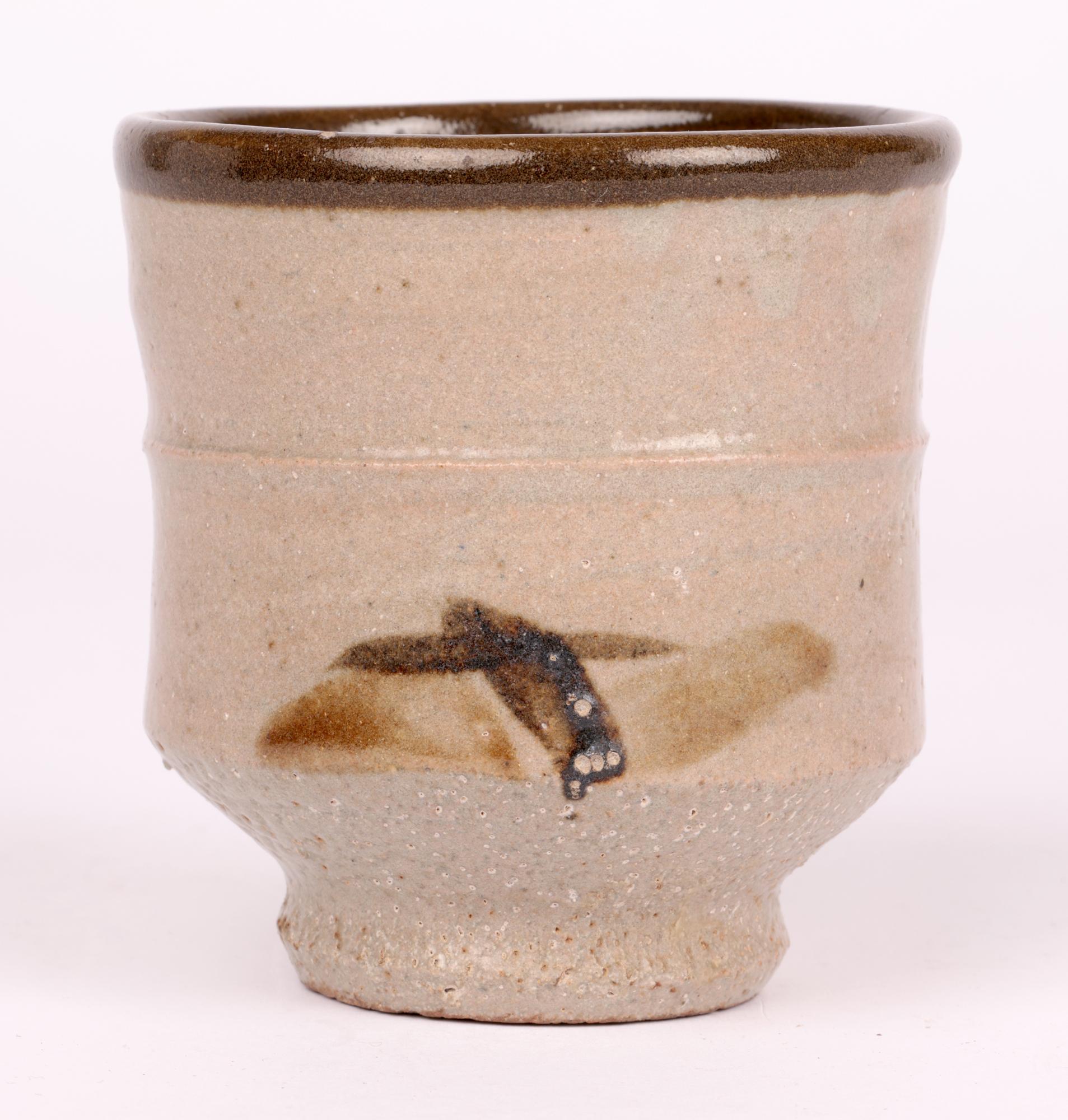 Shoji Hamada Studio Pottery Yunomi with Brushed Design For Sale 2