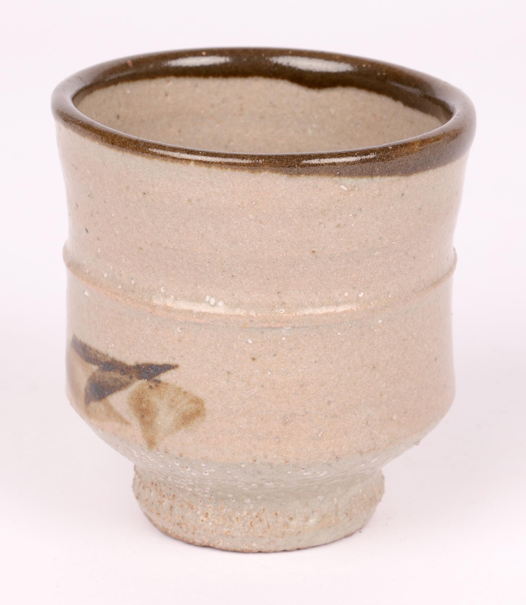Shoji Hamada Studio Pottery Yunomi with Brushed Design For Sale 4