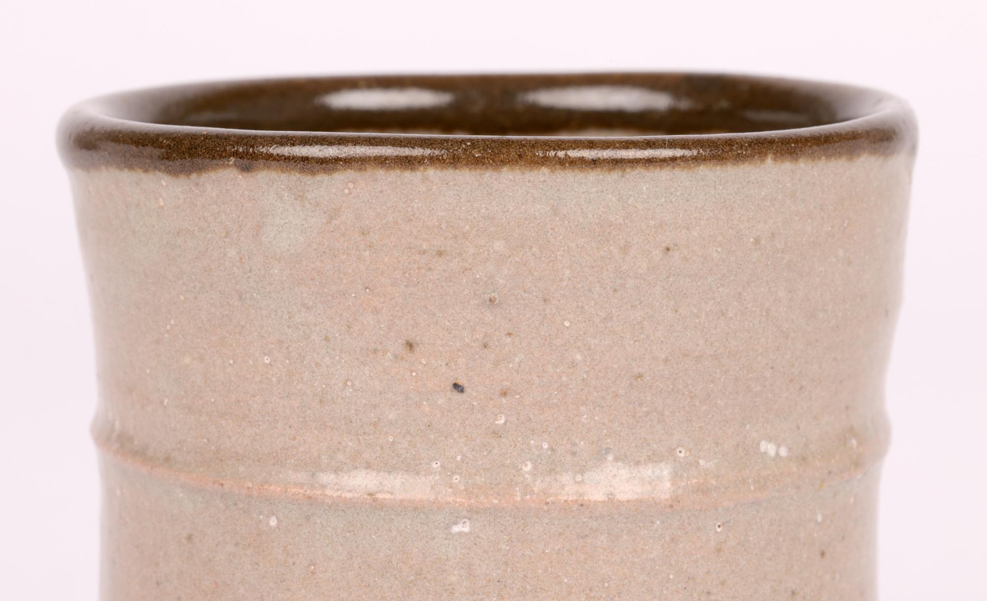Mid-Century Modern Shoji Hamada Studio Pottery Yunomi with Brushed Design For Sale