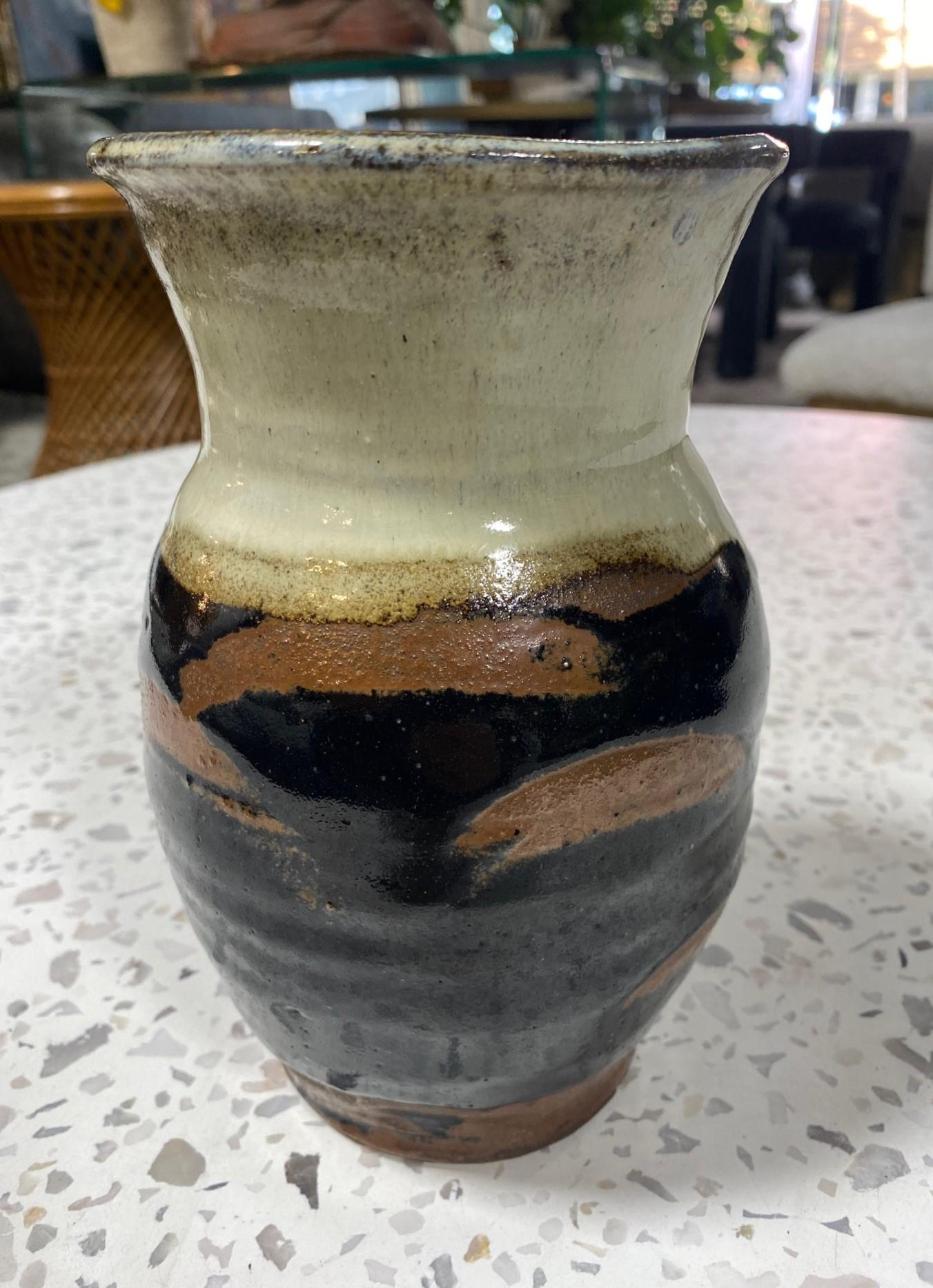 Shoji Hamada Tenmoku Kaki und Nuka-Glasur-Vase mit Original signiert und Markenschachtel im Angebot 2