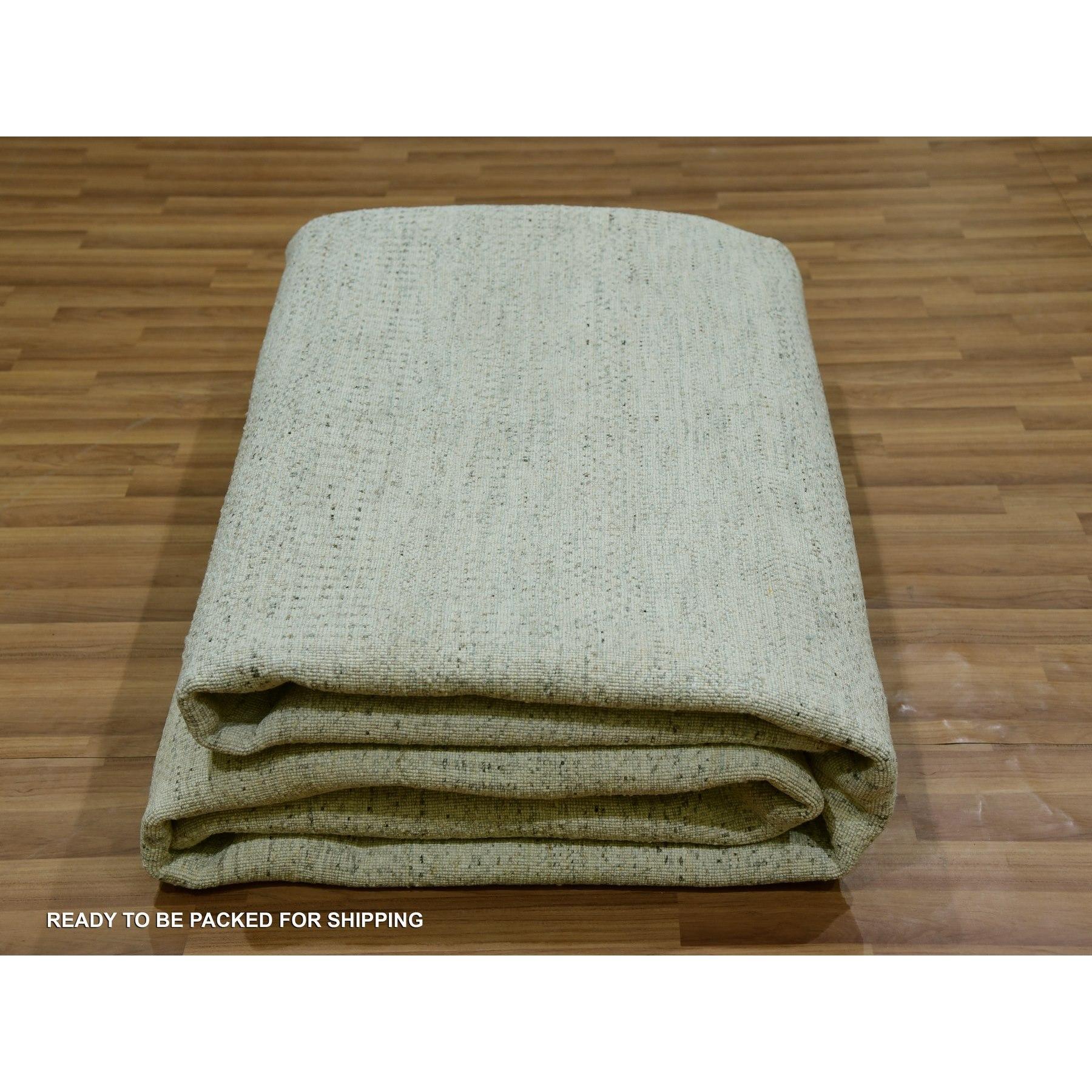 Shoji White Hand Knotted All Wool Modern Grass Design Oriental Rug 9'2