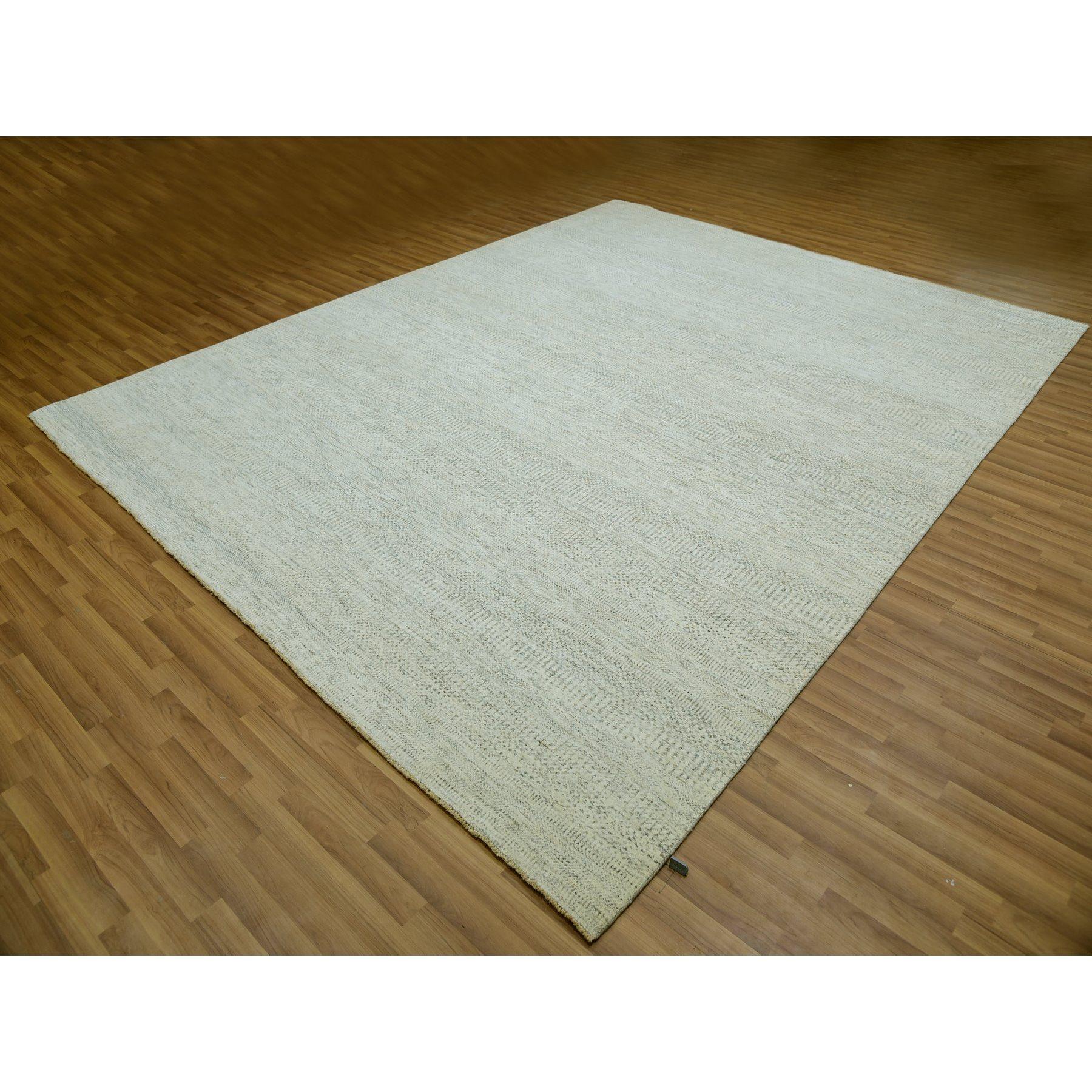 Hand-Knotted Shoji White Hand Knotted All Wool Modern Grass Design Oriental Rug 9'2