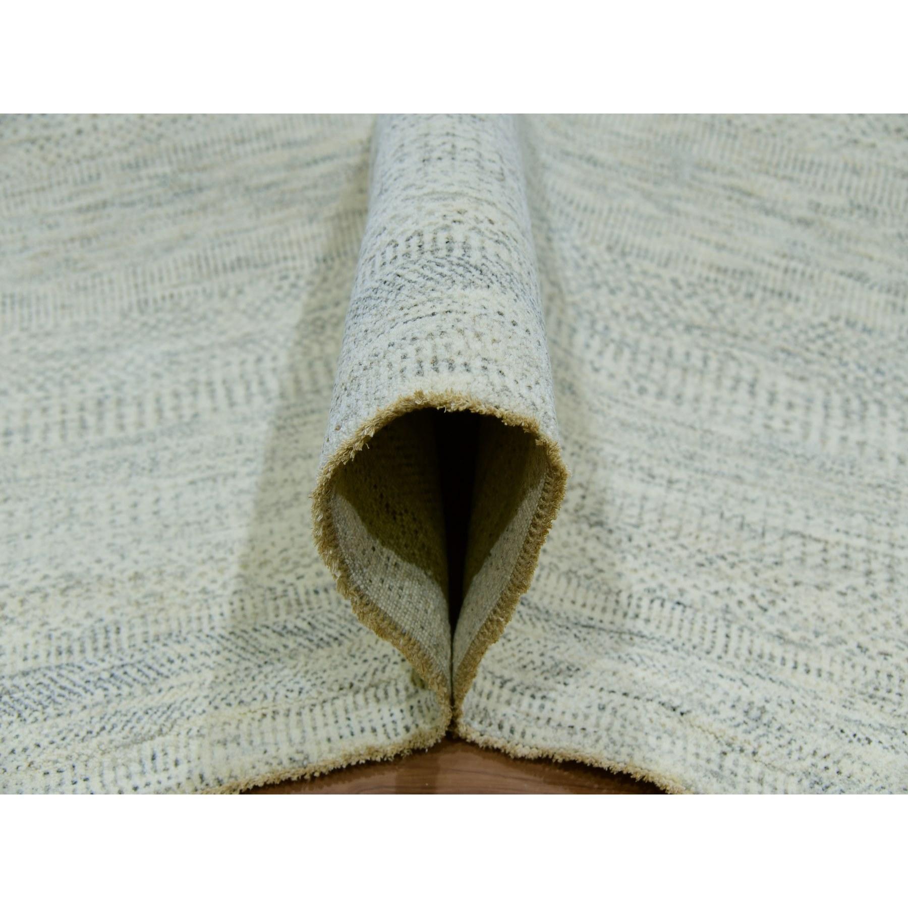 Contemporary Shoji White Hand Knotted All Wool Modern Grass Design Oriental Rug 9'2