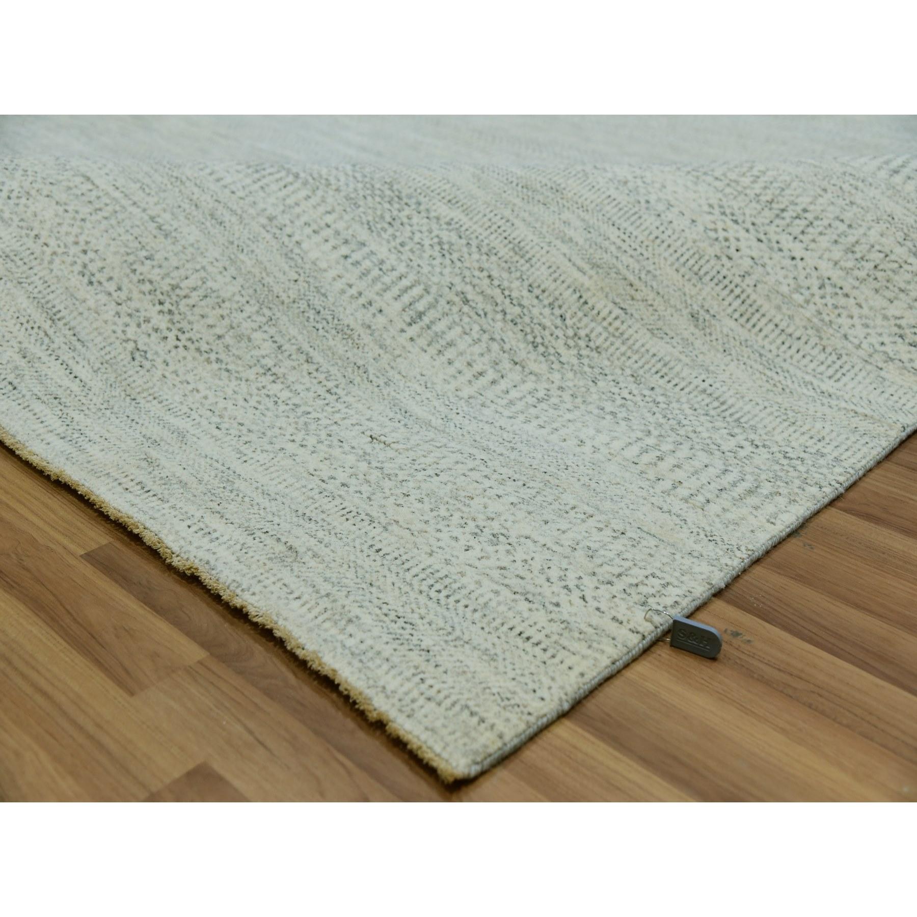 Shoji White Hand Knotted All Wool Modern Grass Design Oriental Rug 9'2