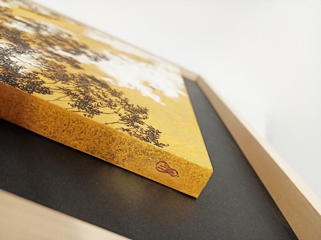 Empatia verso le cose n. 6  paesaggio foglia d'oro pigmento su carta nuvole natura - Mixed Media Art Contemporaneo di Shoko Okumura