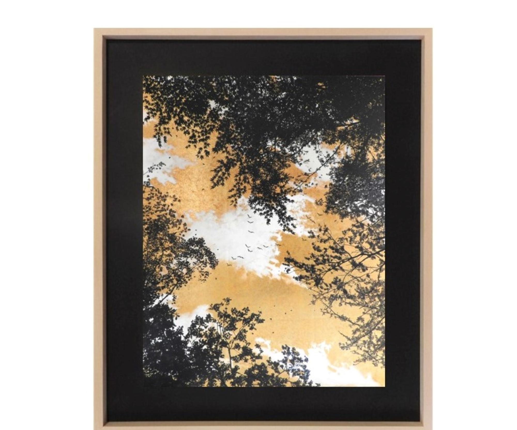 Empathy Towards Things No 6  landscape gold leaf pigment on paper clouds nature 1
