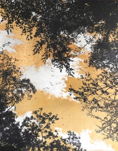 Empathy Towards Things No 6  landscape gold leaf pigment on paper clouds nature