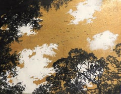 Empathy Towards Things No 7  landscape gold leaf pigment on paper clouds nature