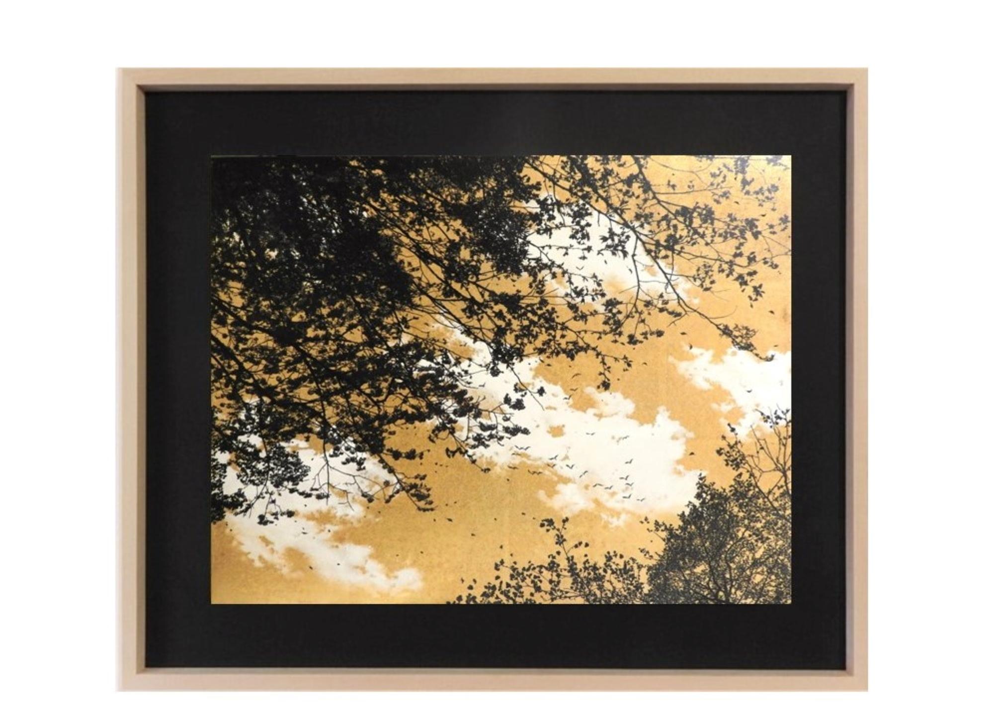 Empathy Towards Things No 8  landscape gold leaf pigment on paper clouds nature 1