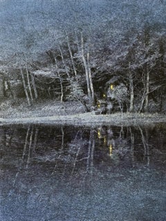 „Nightfall No.1“ Landschaft, Natur, Mineralpigmente, Blattsilber, Ruhe