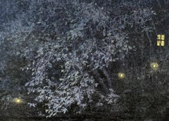 "Nightfall No.2" landscape nature mineral pigments silver leaf tranquility peace