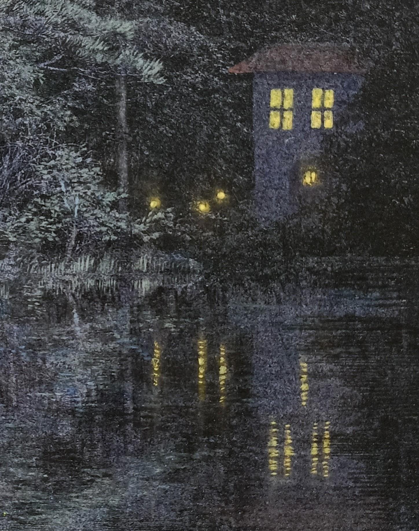 Nightfall series is a classical nightscape series created by Shoko Okumura capturing the tranquility of the night and thus the metaphor of the serenity and peaceful state of our mind and soul. For this series Shoko first laminates silver leaf on