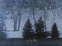 "Nightfall No.4" landscape nature mineral pigments silver leaf tranquility peace