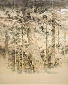 "Sacred Tree" landscape silver leaf japanese paper strength of nature longevity