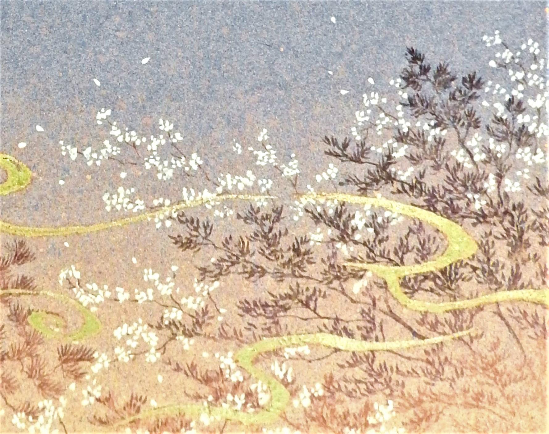 Spring Bliss No. 1  is a piece of the stunning Cherry Blossom. The painting does not only bring us a beautiful floral scene but also for the Japanese,  the Cherry Blossom is an omen (as that's how Japanese sees it) that the gods of agriculture are