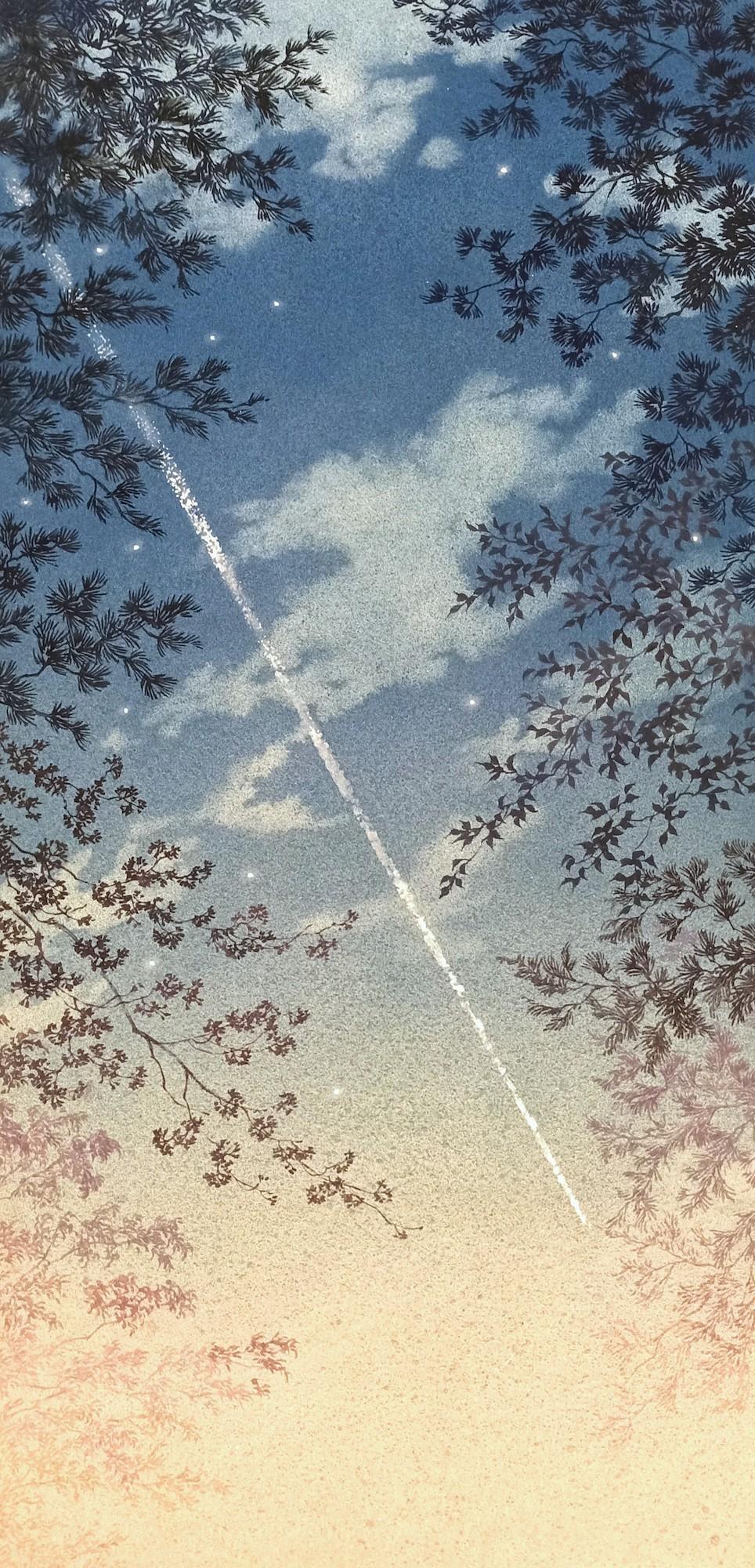 Instant de nostalgie au crépuscule #7 par Shoko Okumura - Peinture de style japonais, ciel