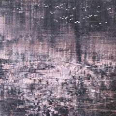 Phantom Petales di Shoko Okumura - pittura in stile giapponese, foglia d'argento, pigmento