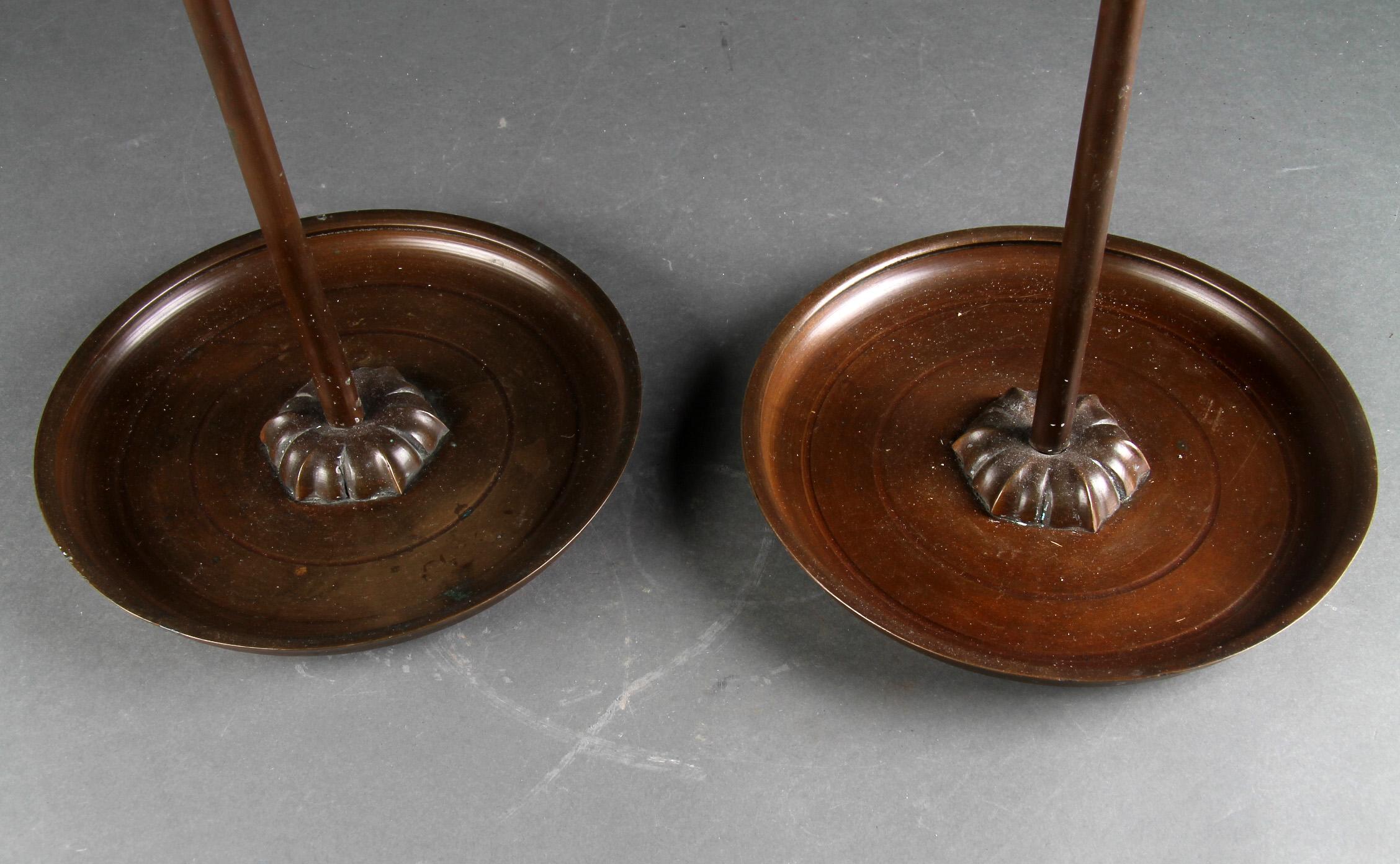 Japanese Shokudai Candle Holders of Bronze from Japan, Meiji 1868-1912 For Sale