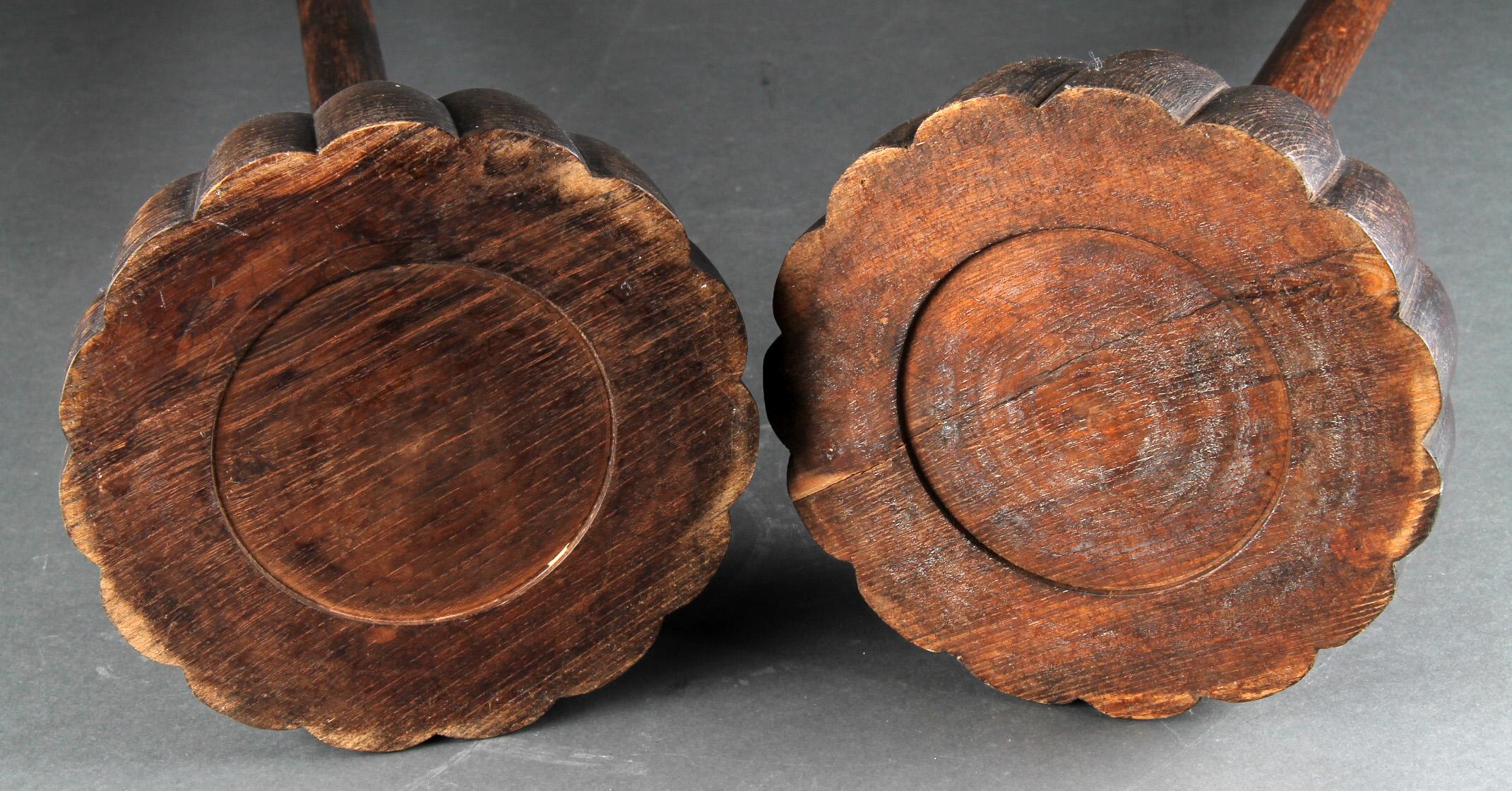 Softwood Shokudai Candle Holders of Wood from Japan, Meiji 1868-1912 For Sale
