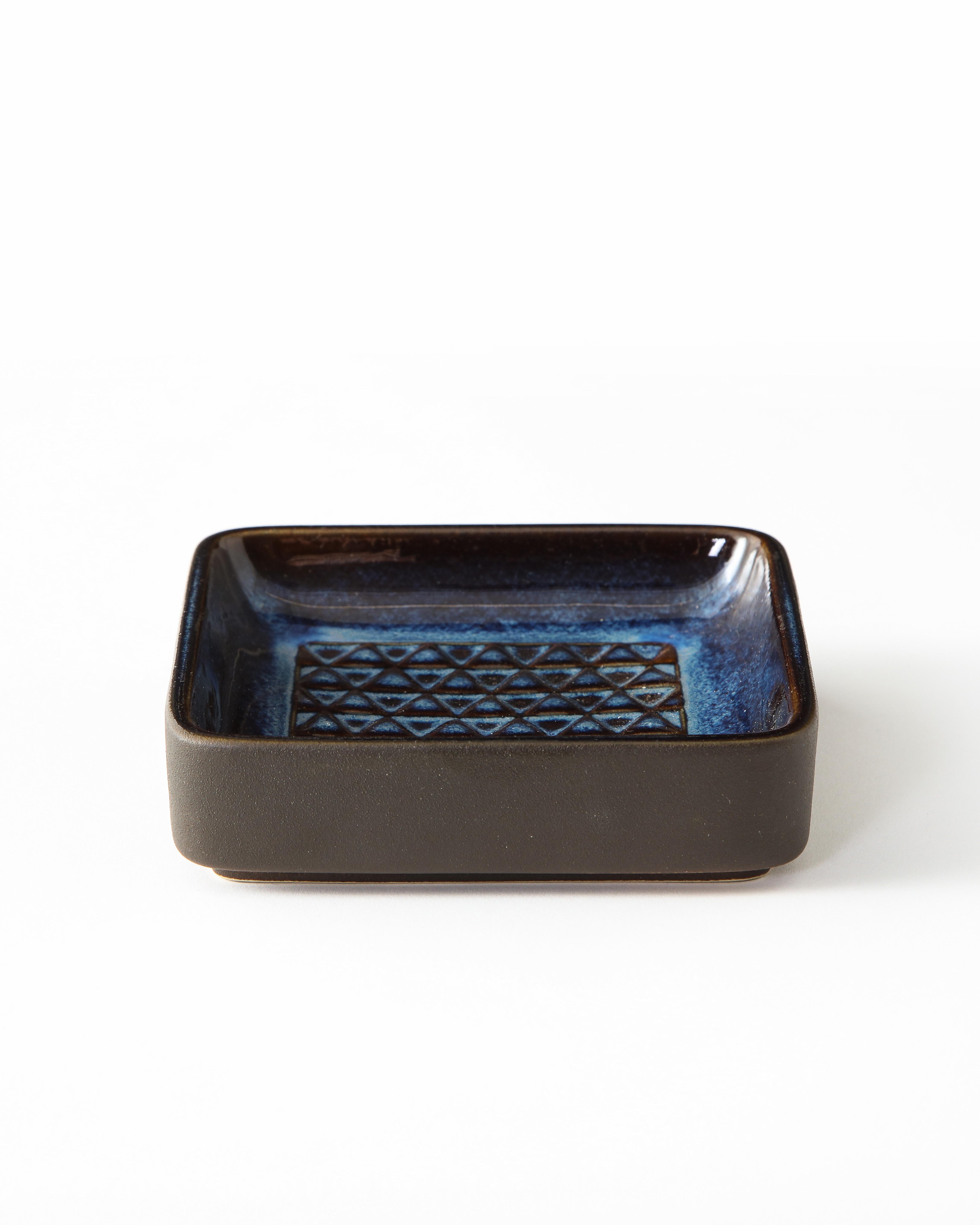 Søholm Blue Ceramic Square Dish, Denmark, 1960s 4