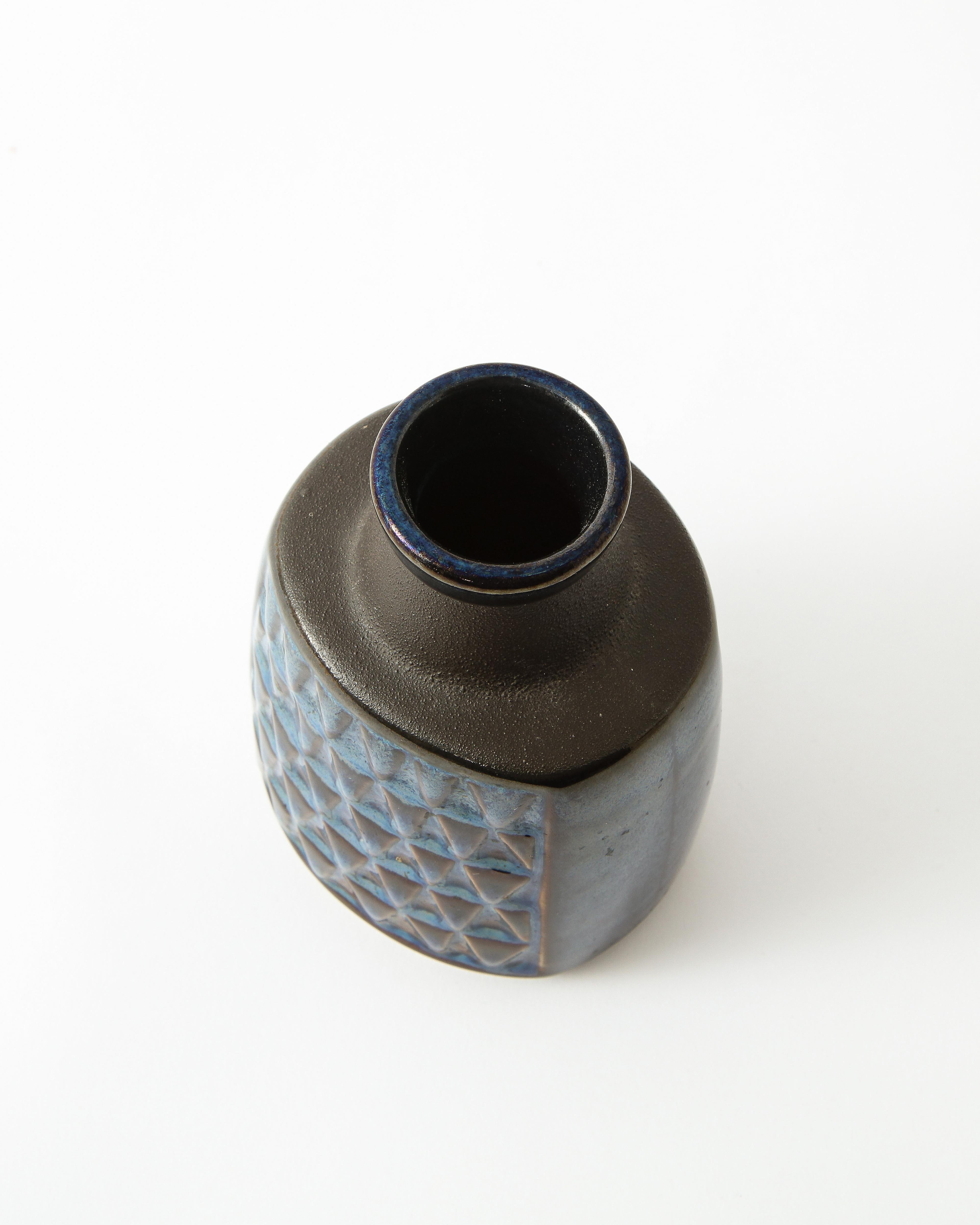 Søholm Blue Ceramic Vase, Denmark 1960's 1