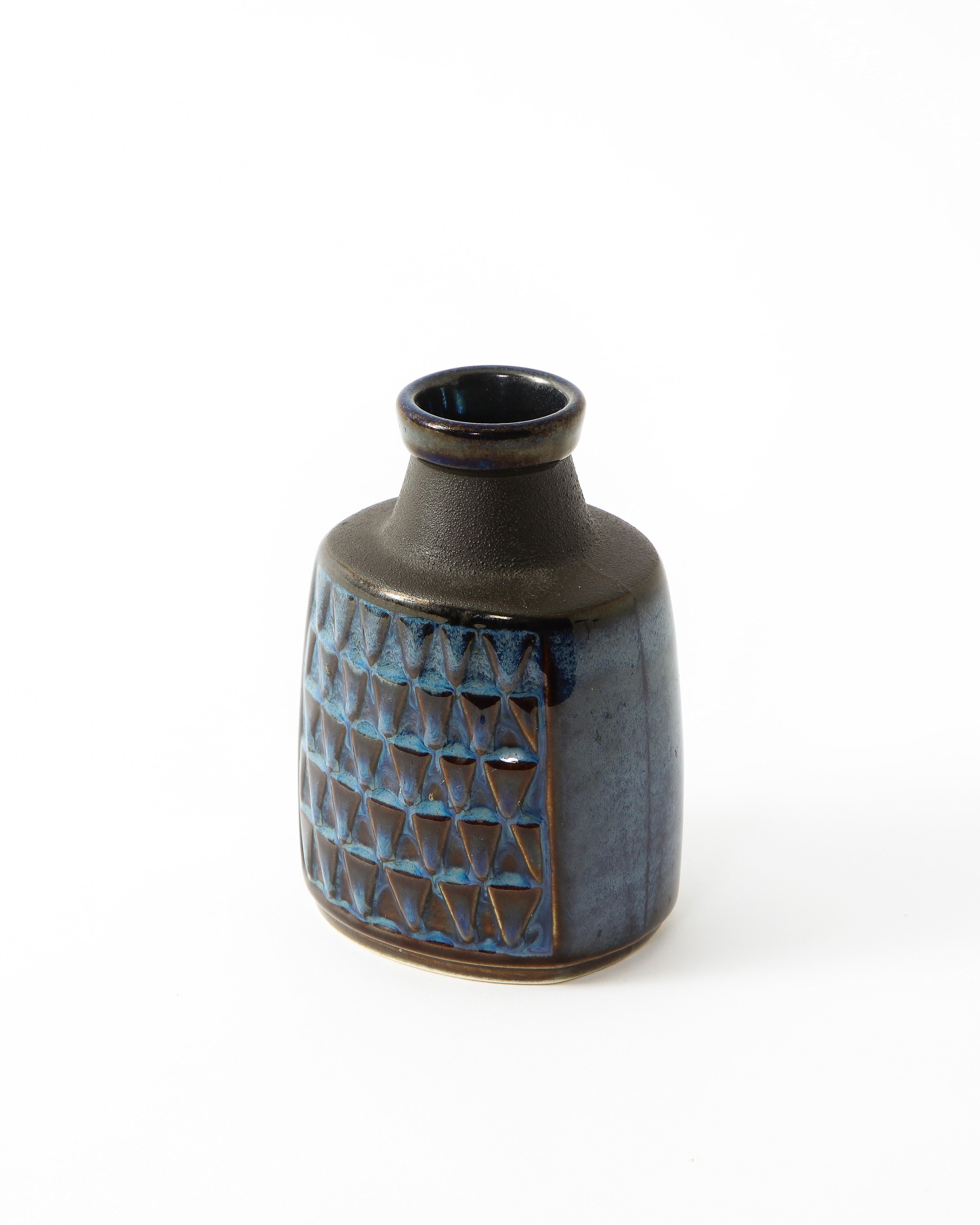 Søholm Blue Ceramic Vase, Denmark 1960's 2