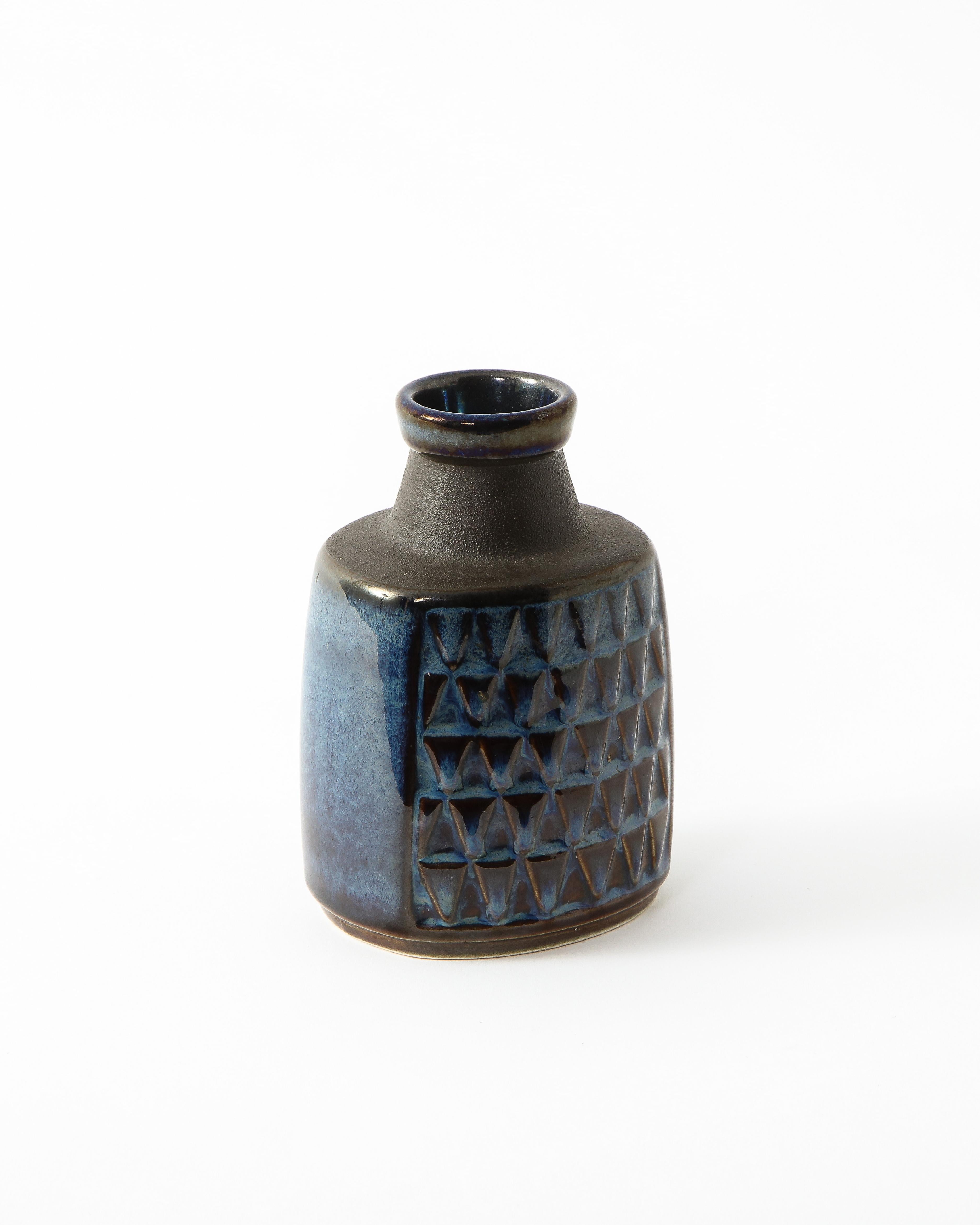 Søholm Blue Ceramic Vase, Denmark 1960's 3