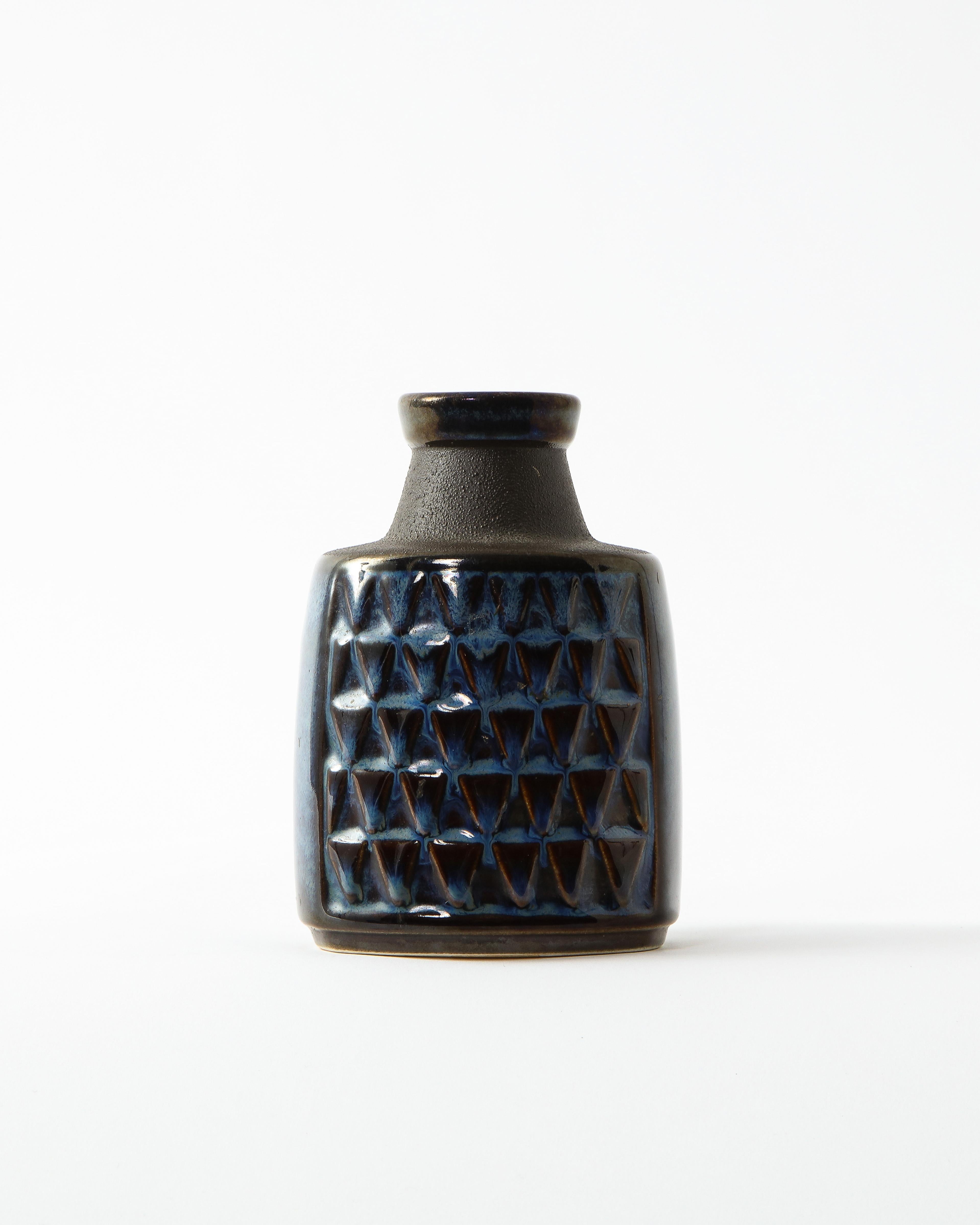 Danish Søholm Blue Ceramic Vase, Denmark 1960's