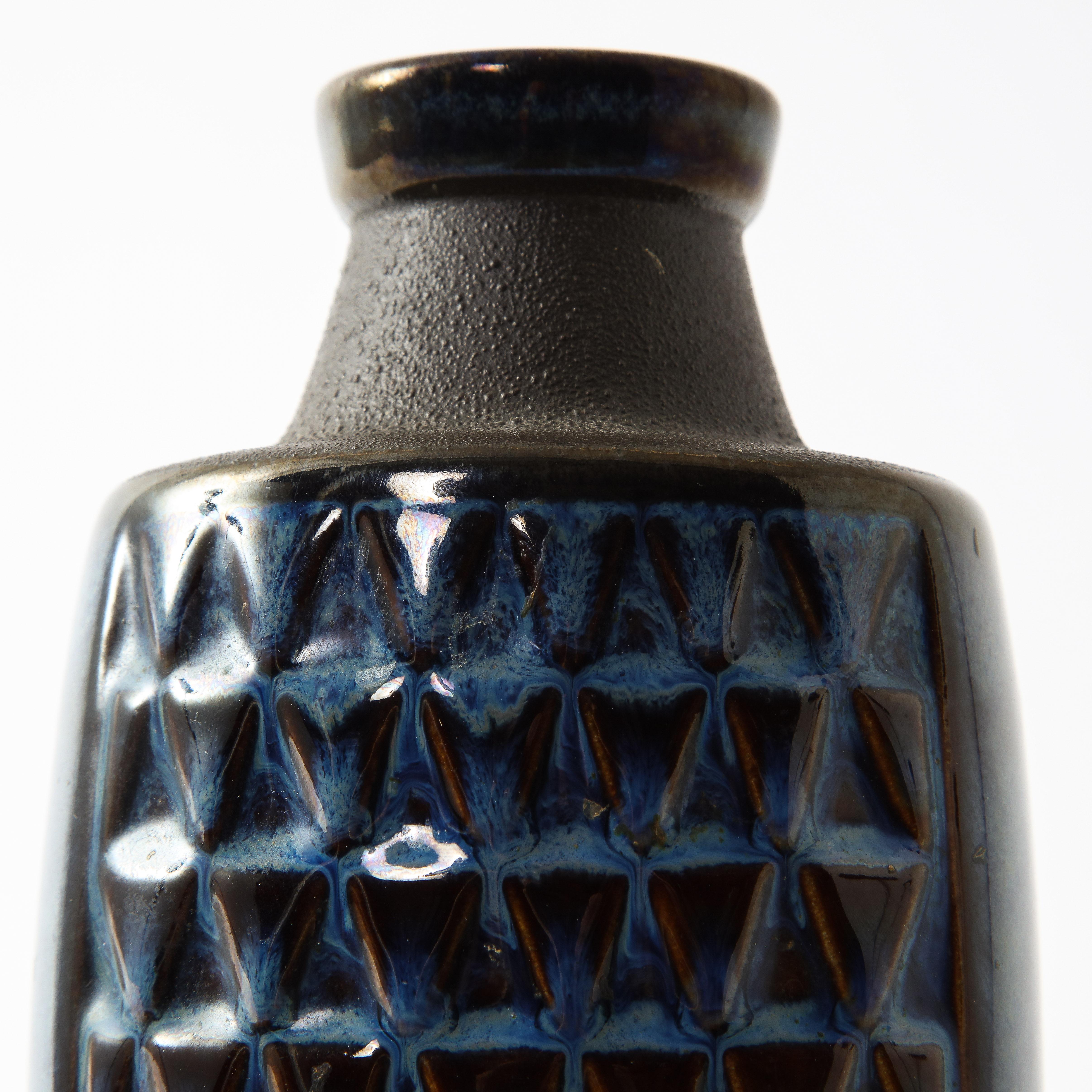 Glazed Søholm Blue Ceramic Vase, Denmark 1960's