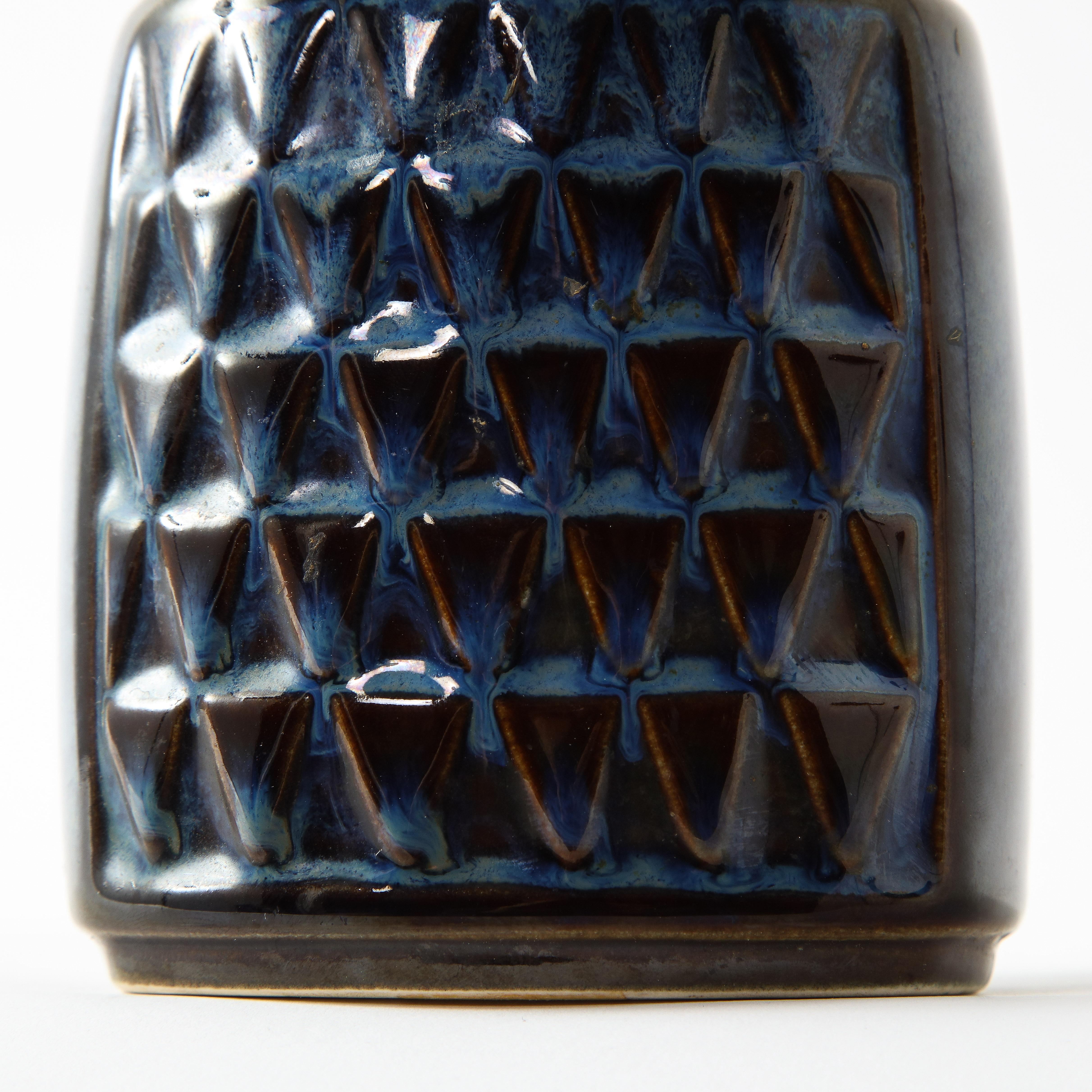 Søholm Blue Ceramic Vase, Denmark 1960's In Good Condition In New York, NY