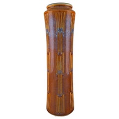 Vintage Søholm, Bornholm, Large Cylindrical Vase in Glazed Ceramics, 1960s