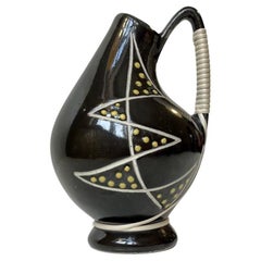Vase en céramique moderniste Søholm en glaçure noire, années 1950