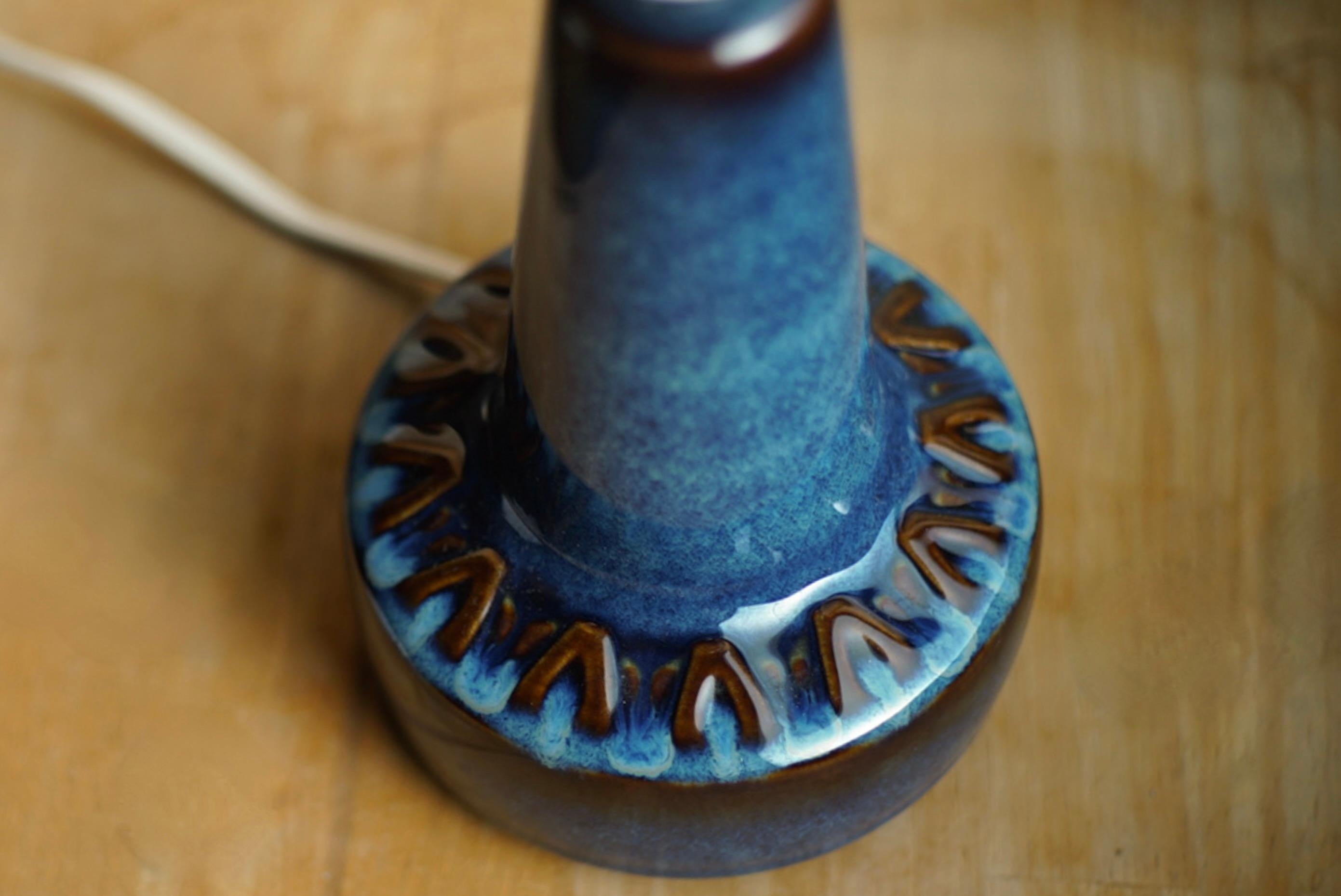 Mid-Century Modern Søholm, Denmark, 1960s, Table Lamp, Glazed Incised Stoneware For Sale