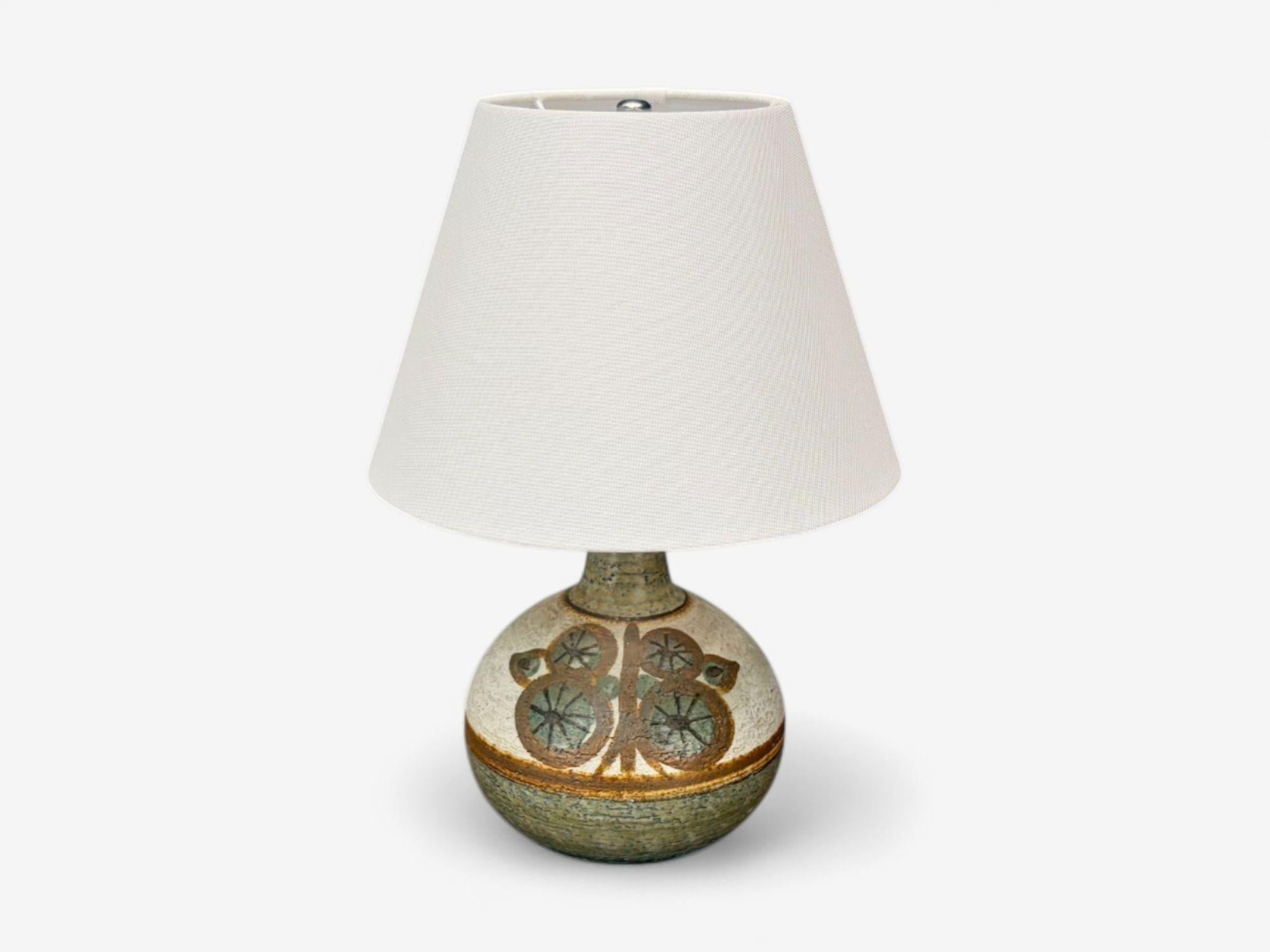 Mid-Century Modern Søholm Keramik, modernité danoise, grès beige, lampe de table, Danemark, années 1960 en vente