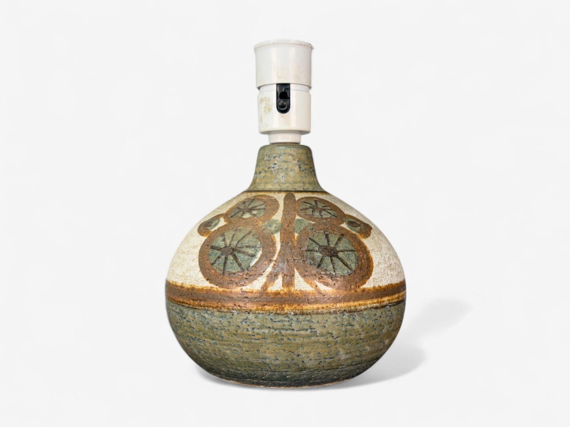 Danois Søholm Keramik, modernité danoise, grès beige, lampe de table, Danemark, années 1960 en vente