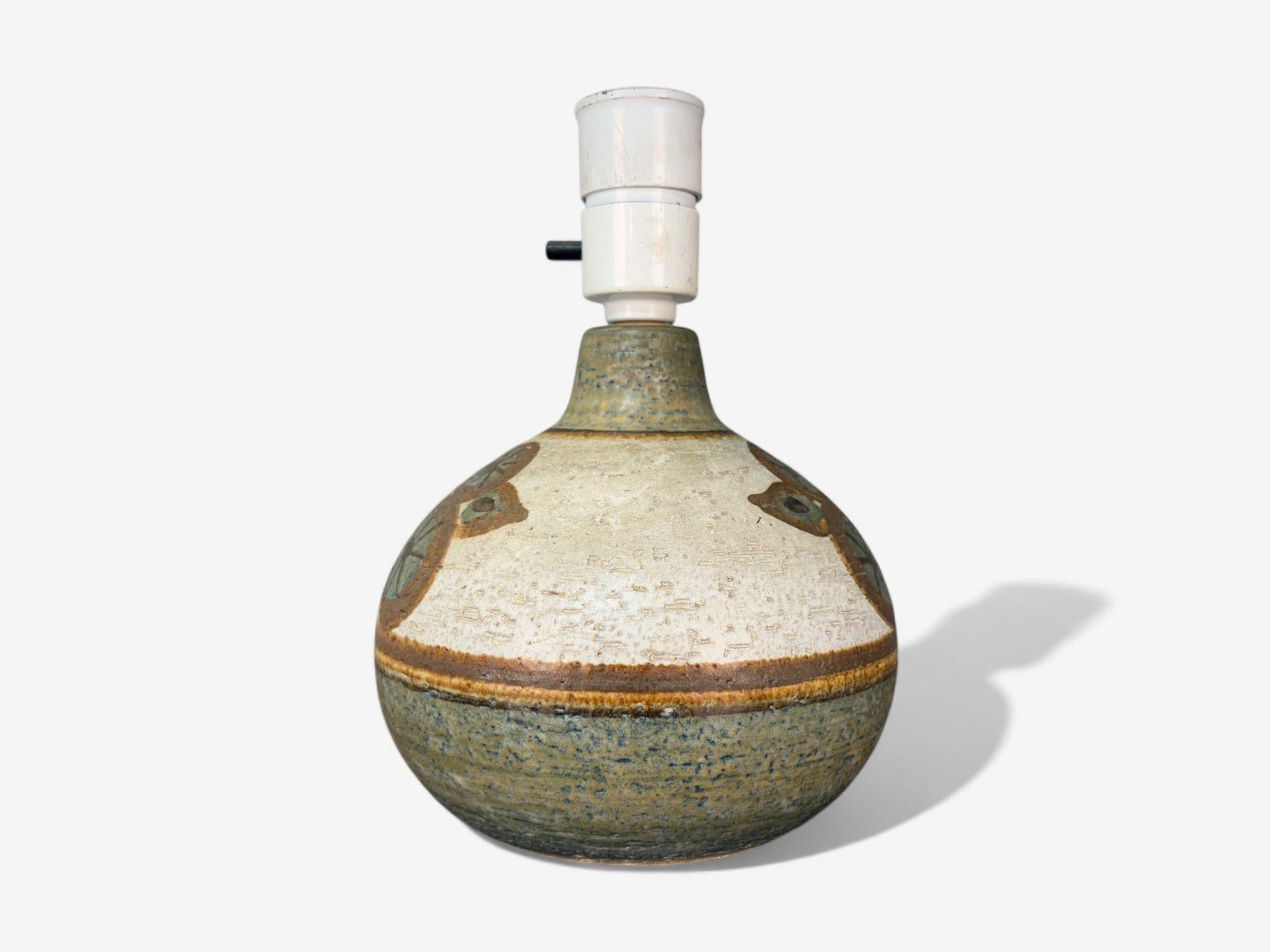 Søholm Keramik, modernité danoise, grès beige, lampe de table, Danemark, années 1960 en vente 1