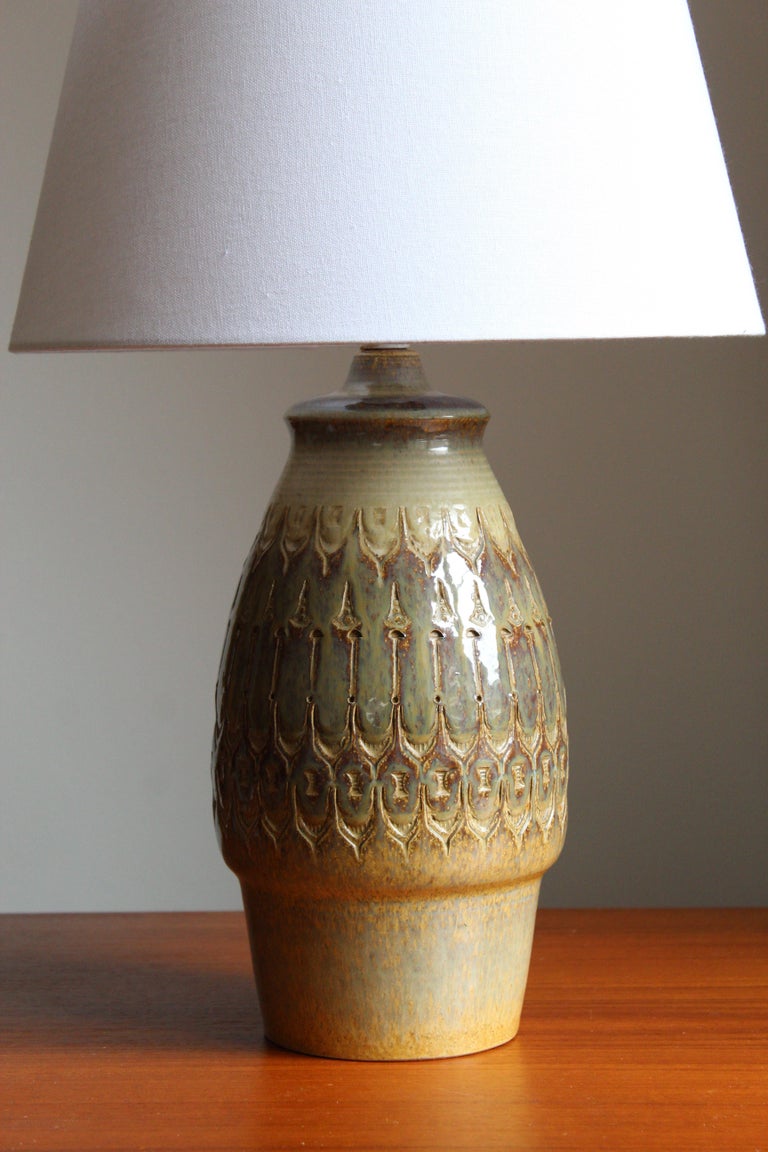 Søholm Keramik, Large Table Lamp, Glazed Stoneware, Bornholm, Denmark,  1960s For Sale at 1stDibs