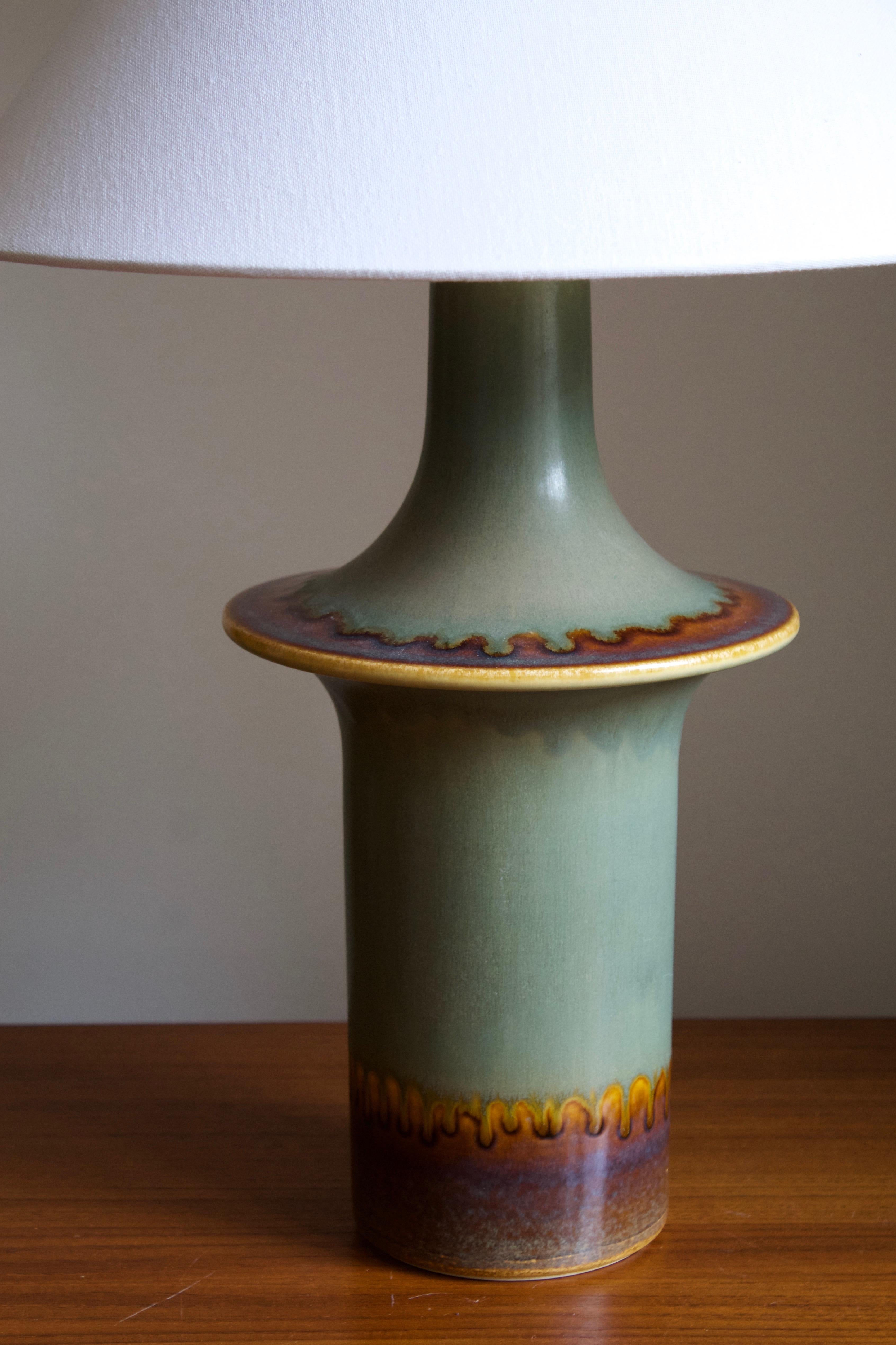 Mid-Century Modern Søholm Keramik, Large Table Lamp, Glazed Stoneware, Bornholm, Denmark, 1960s