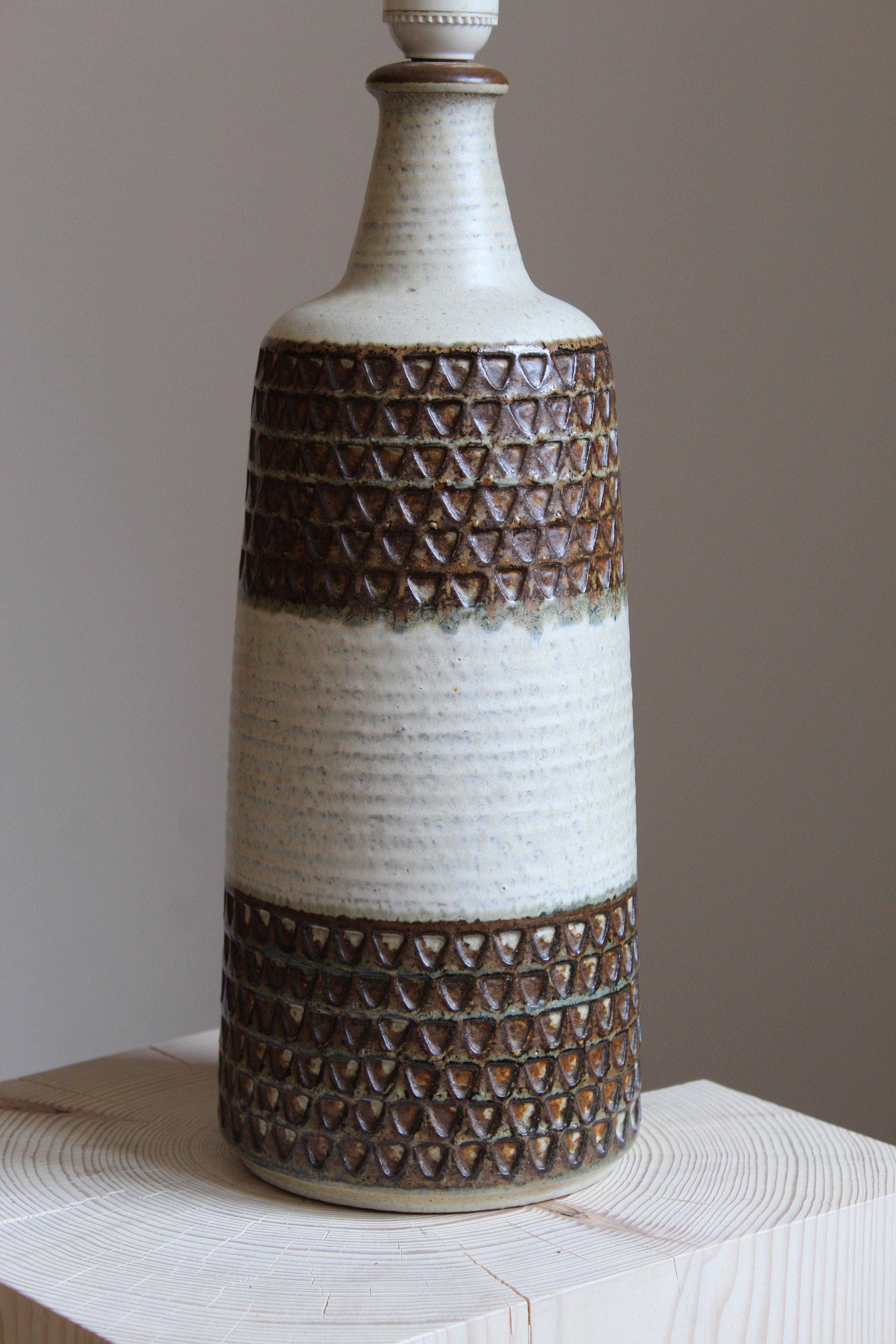 Danish Søholm Keramik, Large Table Lamp, Glazed Stoneware, Bornholm, Denmark, 1960s