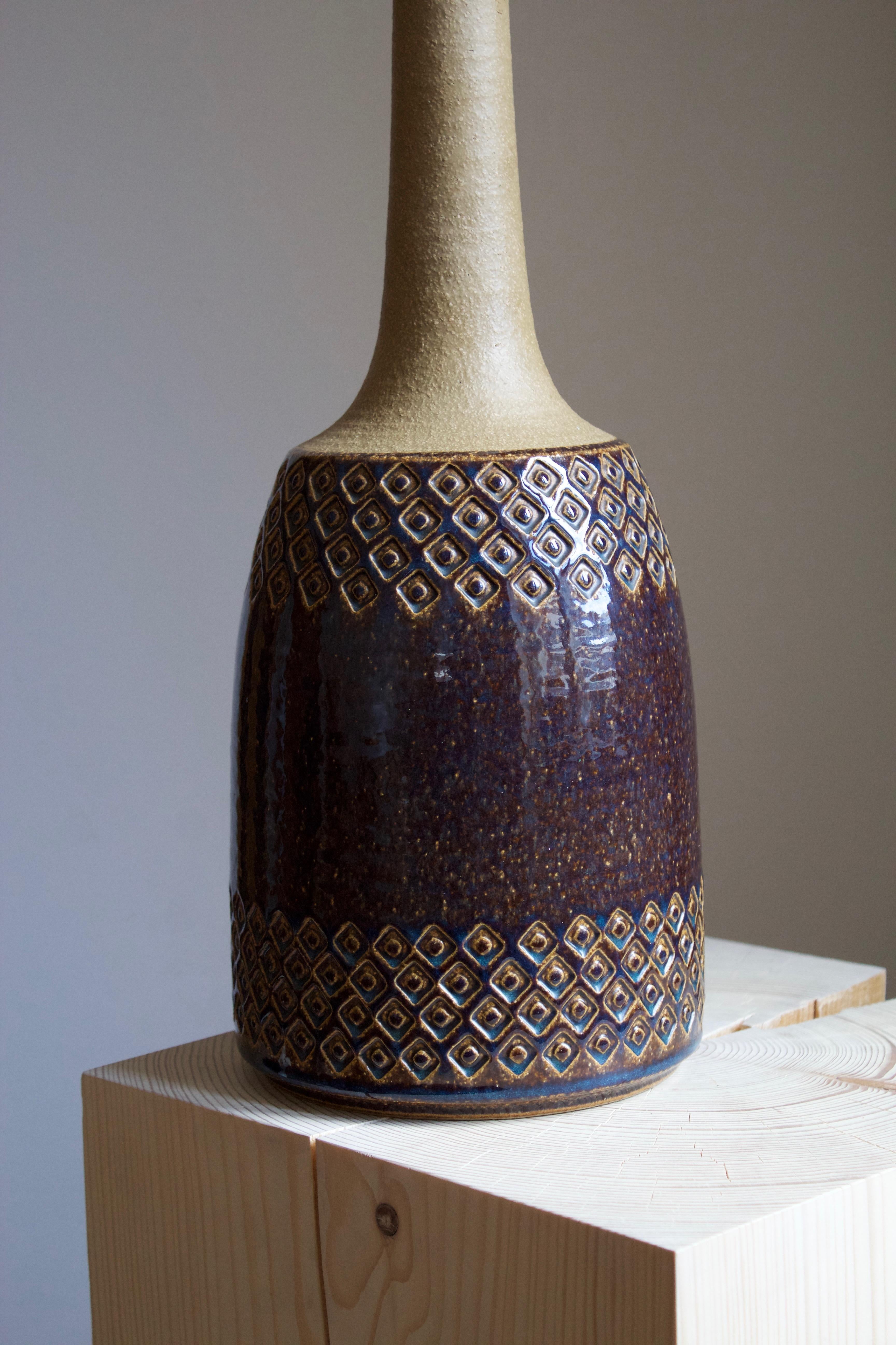 Danish Søholm Keramik, Large Table Lamp, Glazed Stoneware, Bornholm, Denmark, 1960s