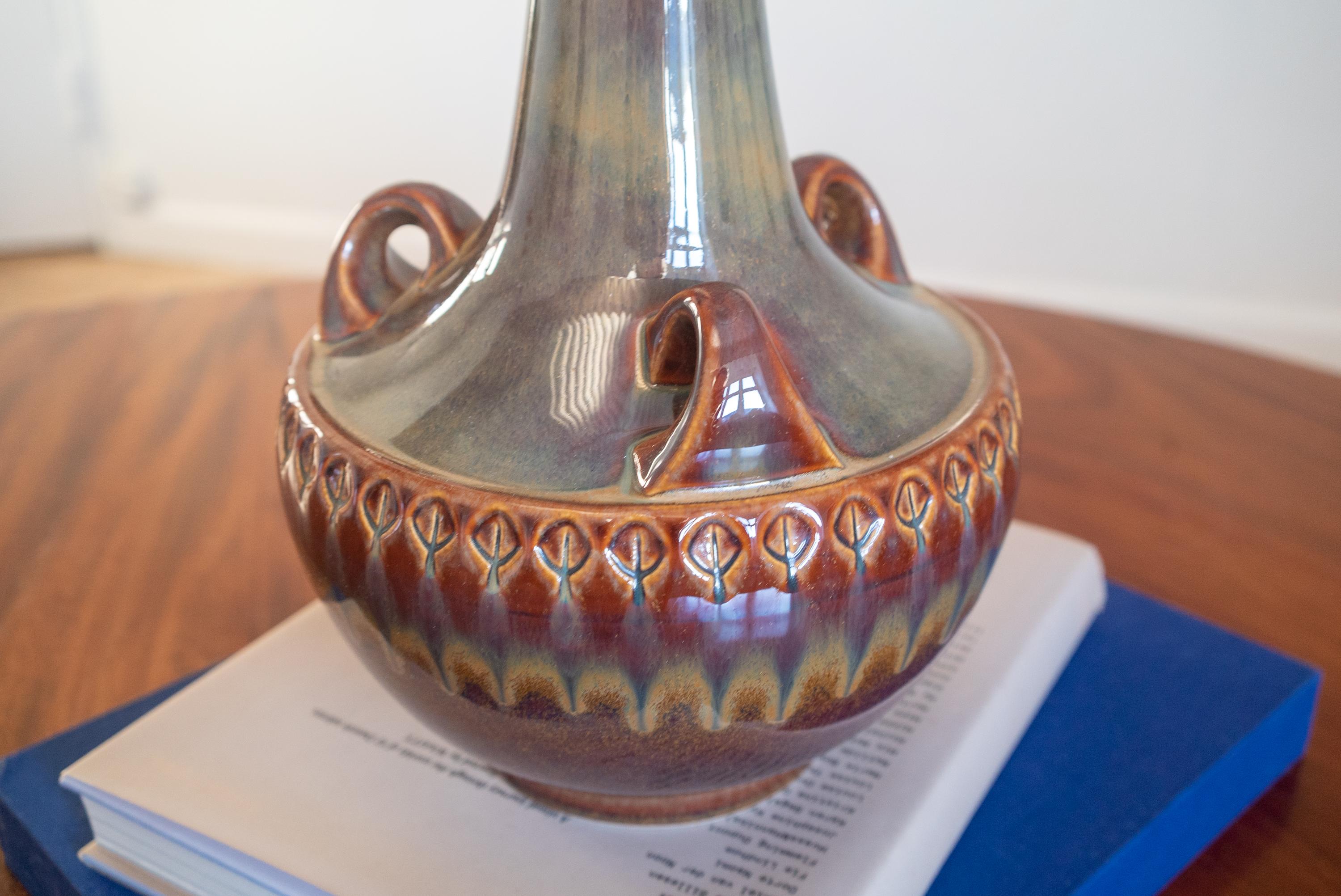 Danish Søholm Keramik, Large Table Lamp, Glazed Stoneware, Bornholm, Denmark, 1960s For Sale