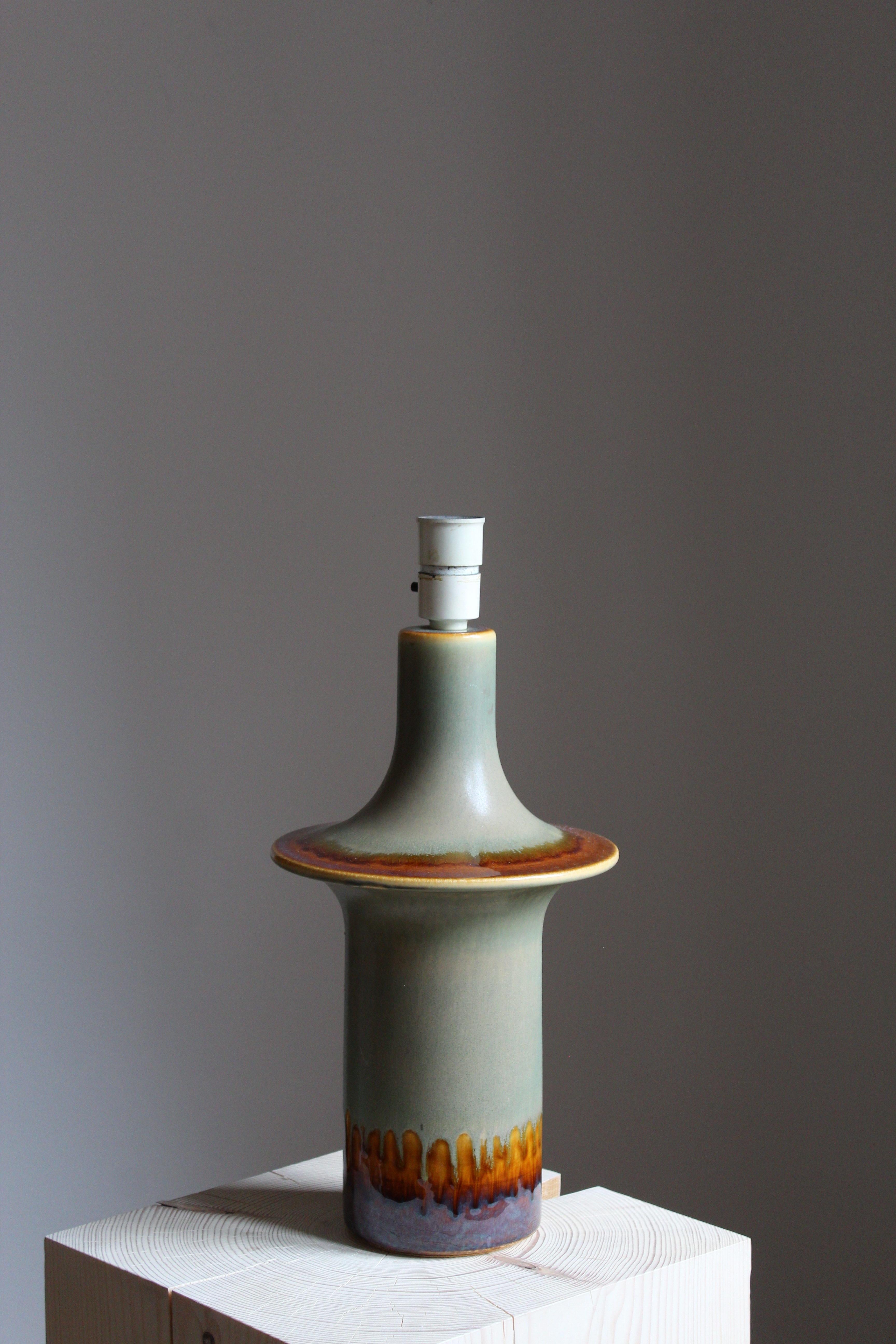 Mid-Century Modern Søholm Keramik, Sizable Table Lamp, Glazed Stoneware, Bornholm, Denmark, 1960s