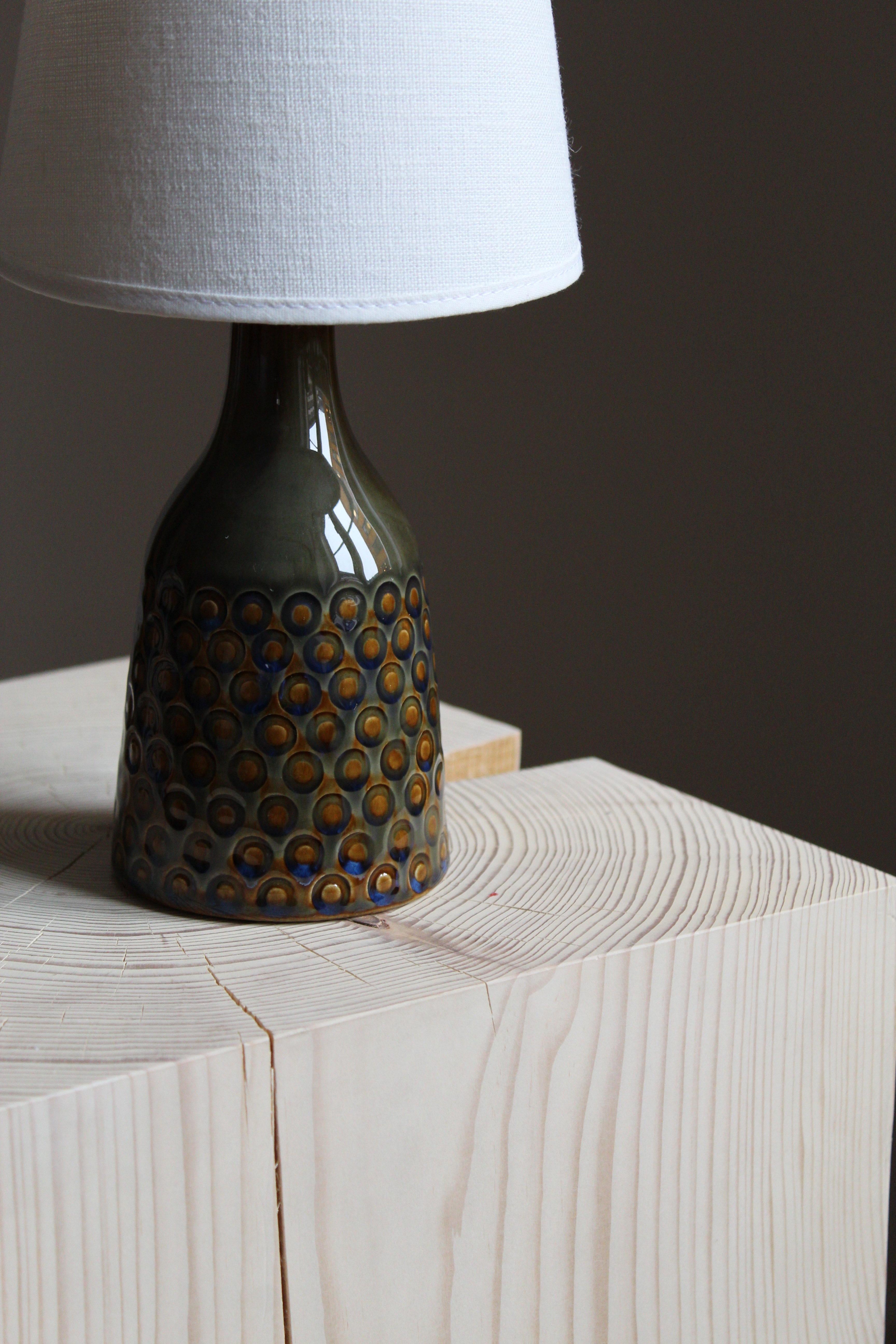 Mid-Century Modern Søholm Keramik, Small Table Lamp, Glazed Stoneware, Bornholm, Denmark, 1960s