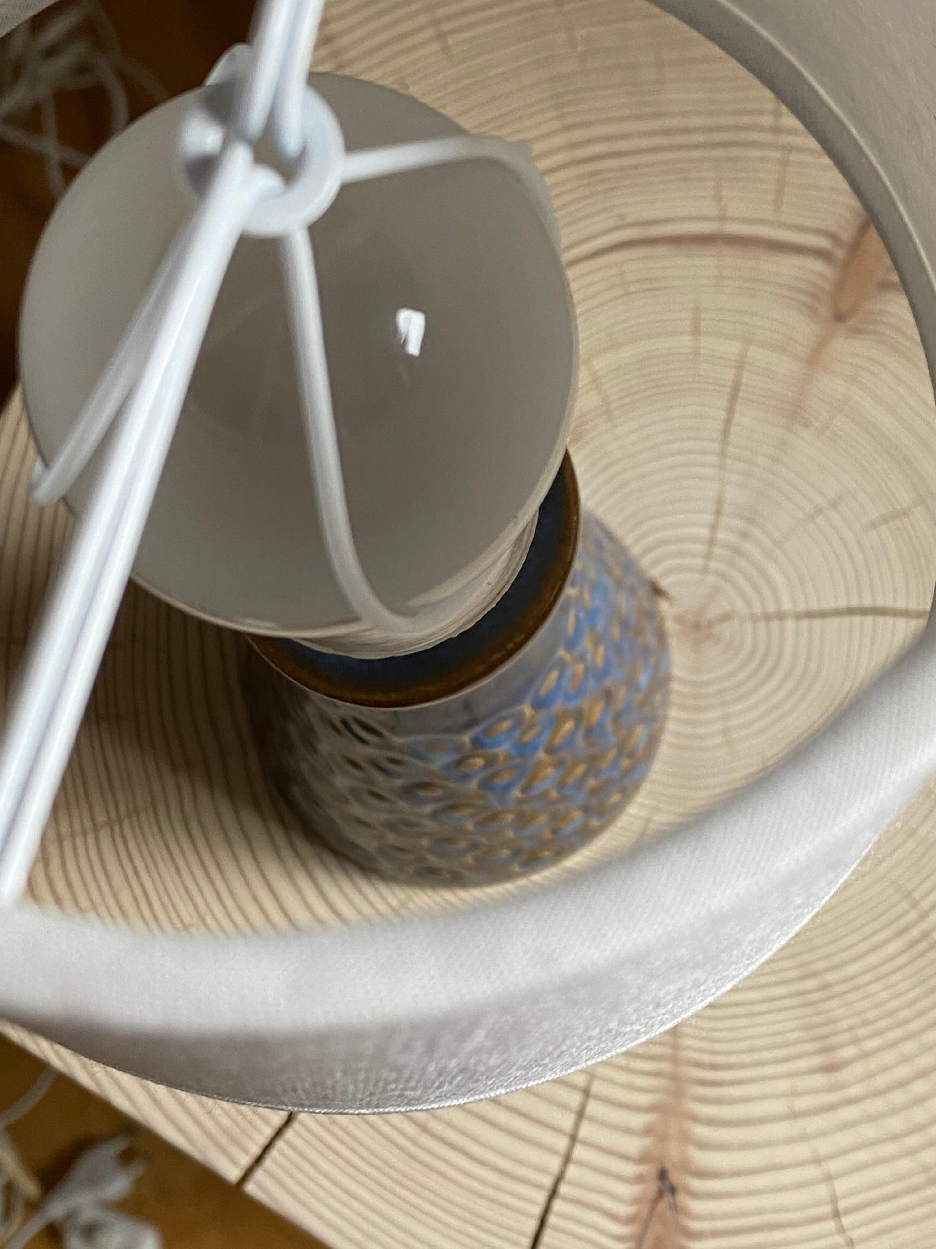Mid-Century Modern Søholm Keramik, Small Table Lamp, Glazed Stoneware, Bornholm, Denmark, 1960s