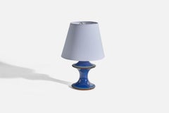 Søholm Keramik, Table Lamp, Blue-Glazed Stoneware, Bornholm, Denmark, c. 1970s