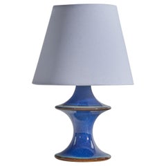 Søholm Keramik, Table Lamp, Blue-Glazed Stoneware, Bornholm, Denmark, c. 1970s